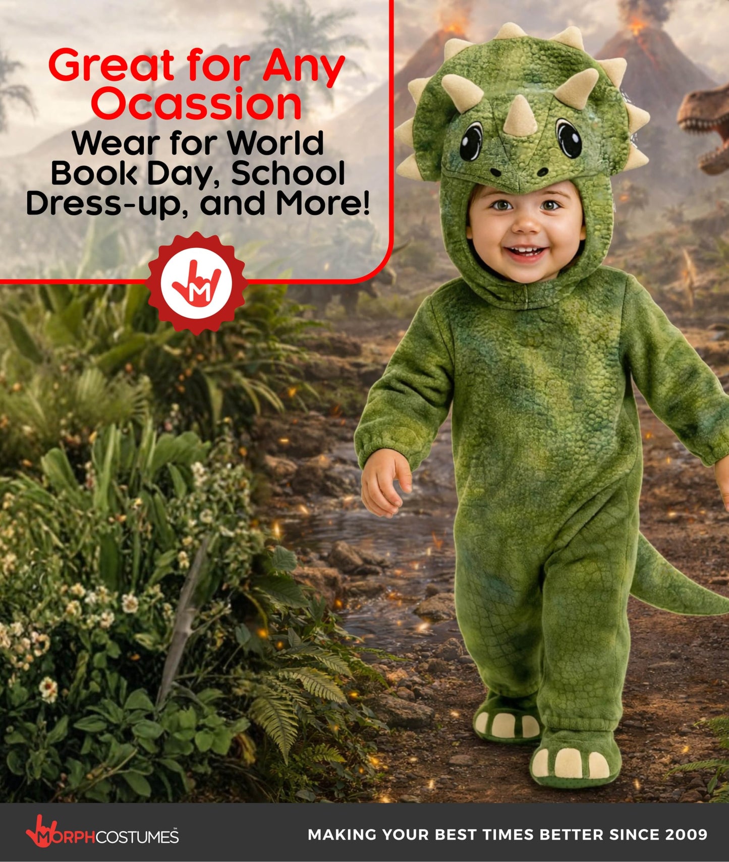 Morph Triceratops Costume Kids, Dinosaur Costume Kids, Triceratops Costume Toddler, Dinosaur Halloween Costumes Boys, (3-4Y)