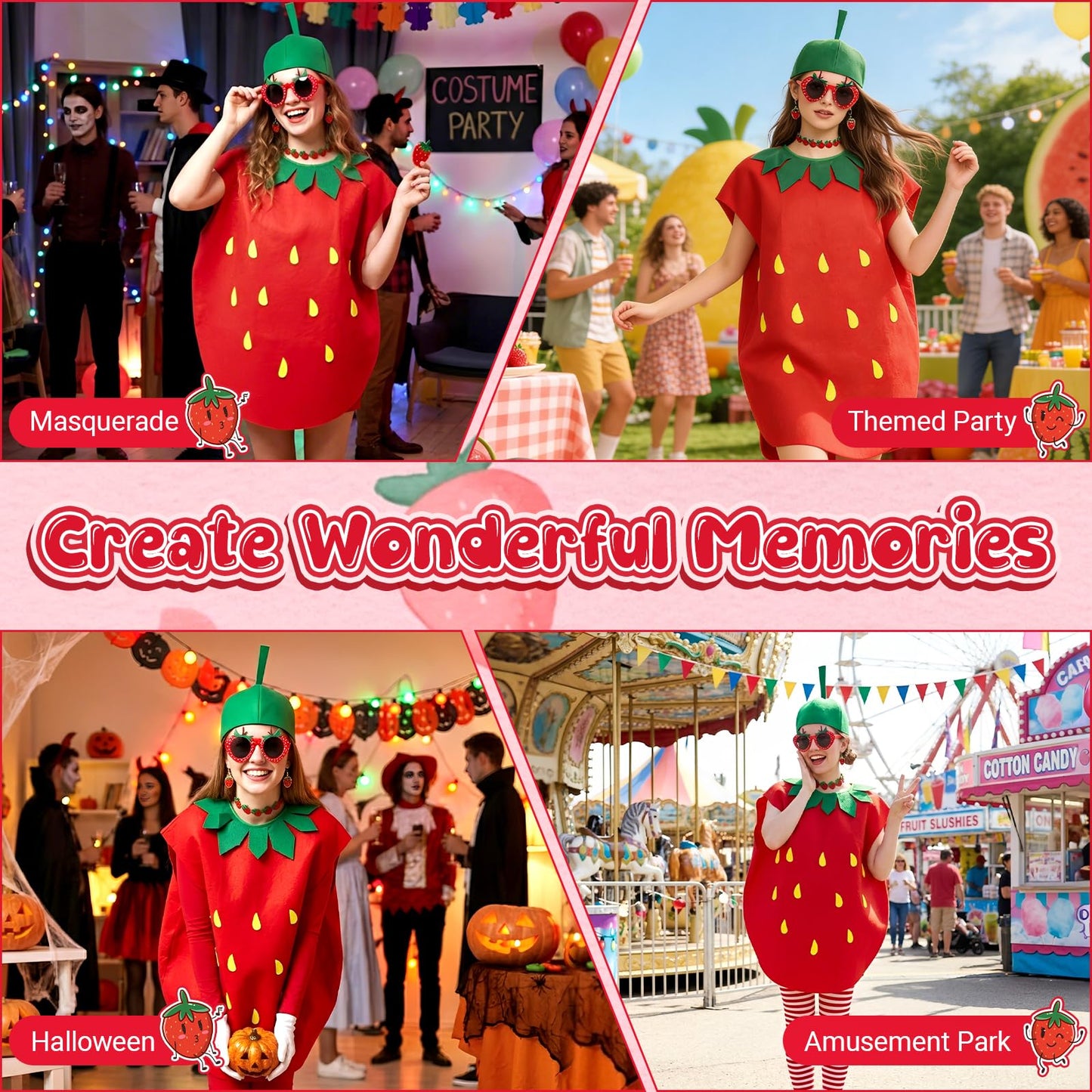 Strawberry Costume for Adults - Funny Fruit Fancy Dress Outfit (image 7)