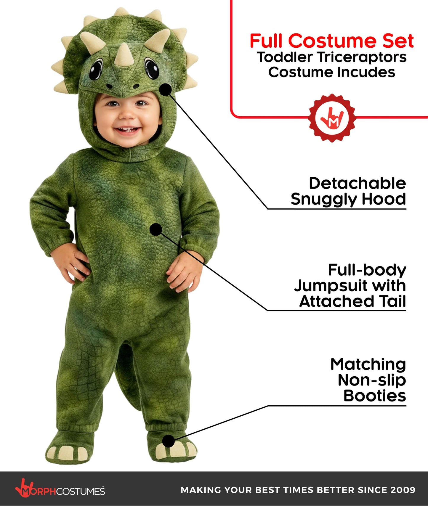 Morph Triceratops Costume Kids, Dinosaur Costume Kids, Triceratops Costume Toddler, Dinosaur Halloween Costumes Boys, (3-4Y)