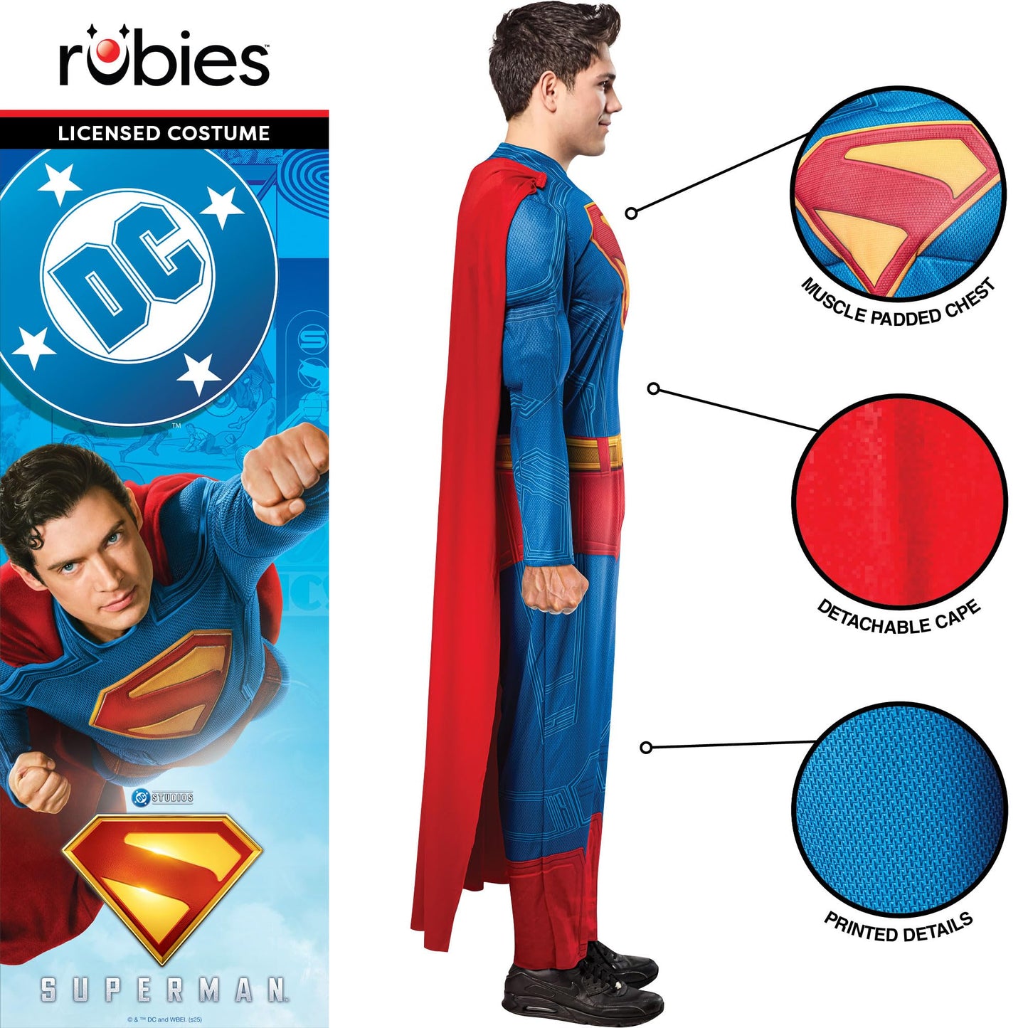 Official DC Deluxe Superman Costume - Adult Superhero Fancy Dress
