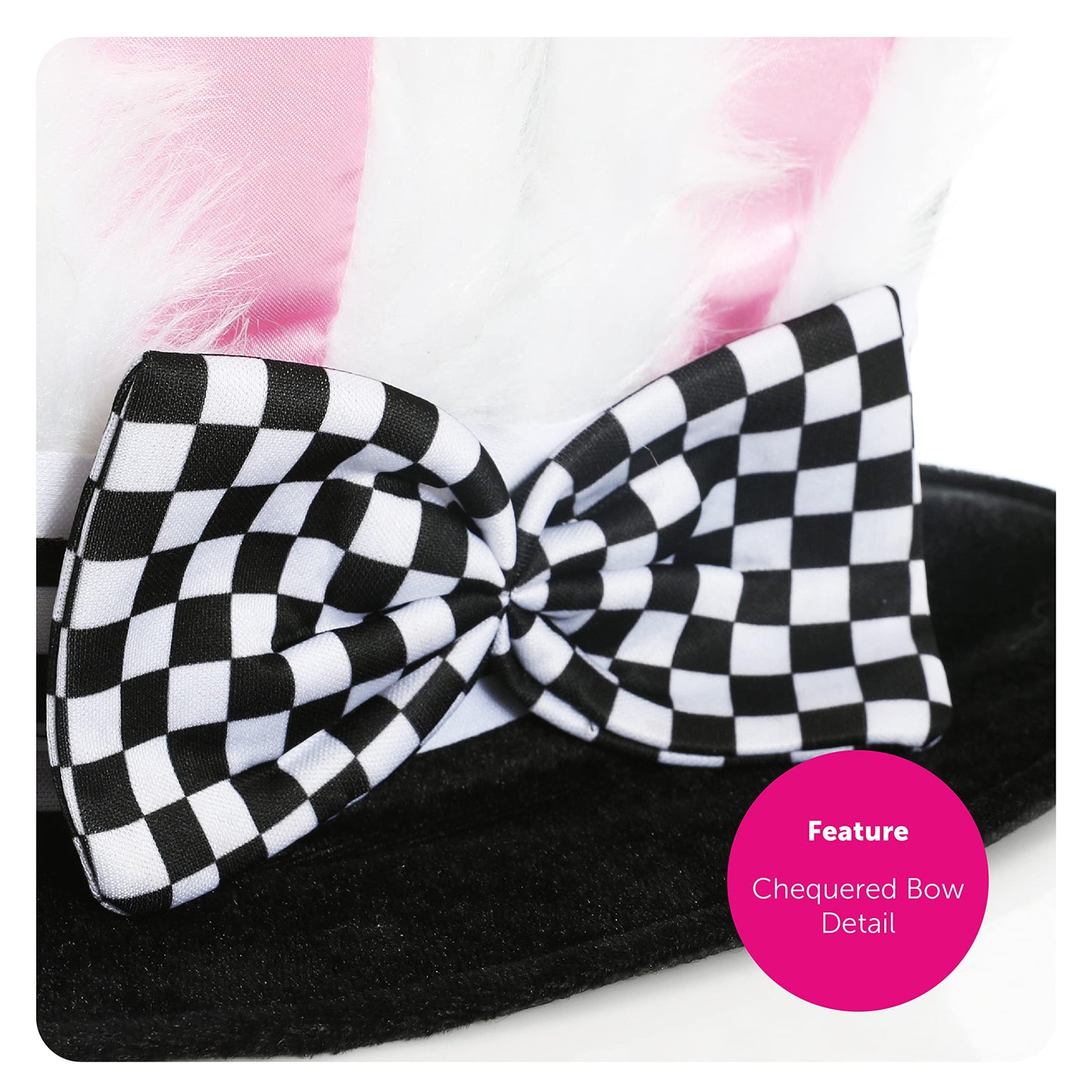 Adults Deluxe Wonderland Rabbit Hat With Large Ears and Attached Bow + Rabbit Nose Perfect for School Book Week + World Book Day Fancy Dress Costume Accessory Black