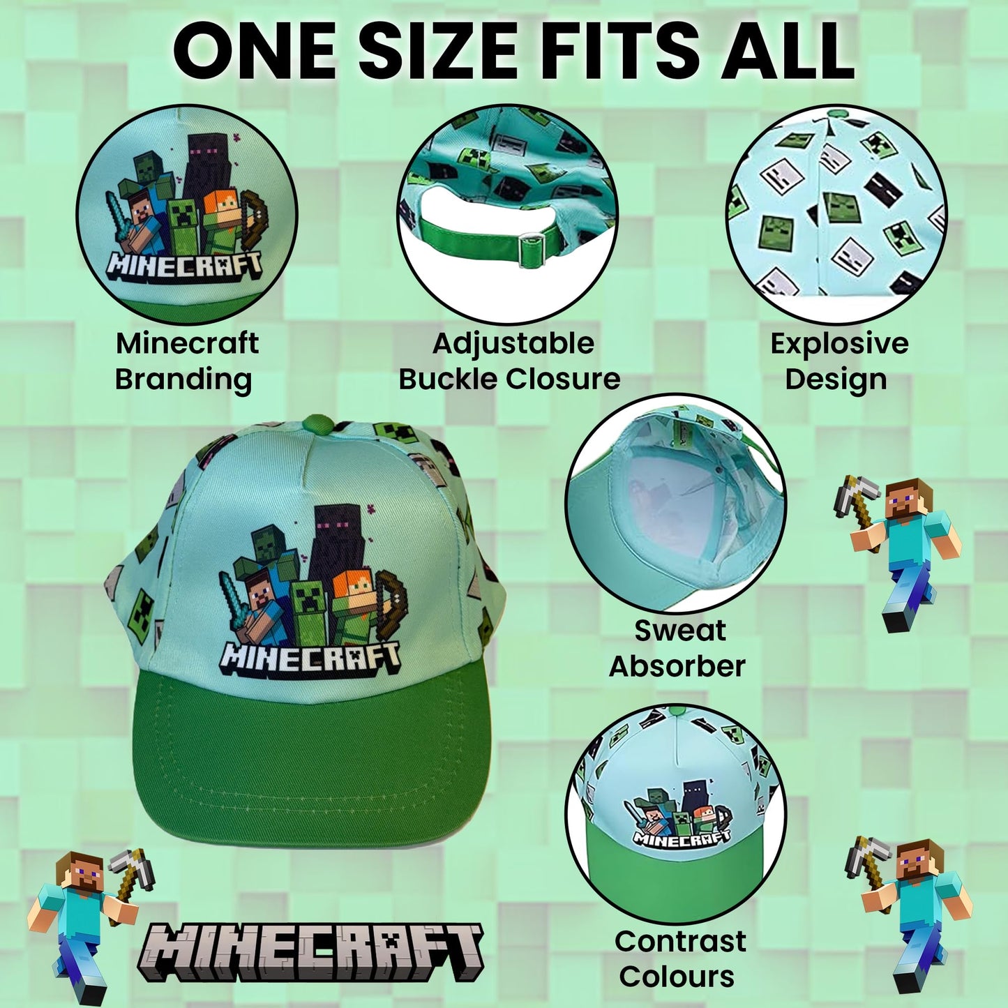 Minecraft Cap and Free Sunglasses Set - Light Blue and Green - Kids (image 3)