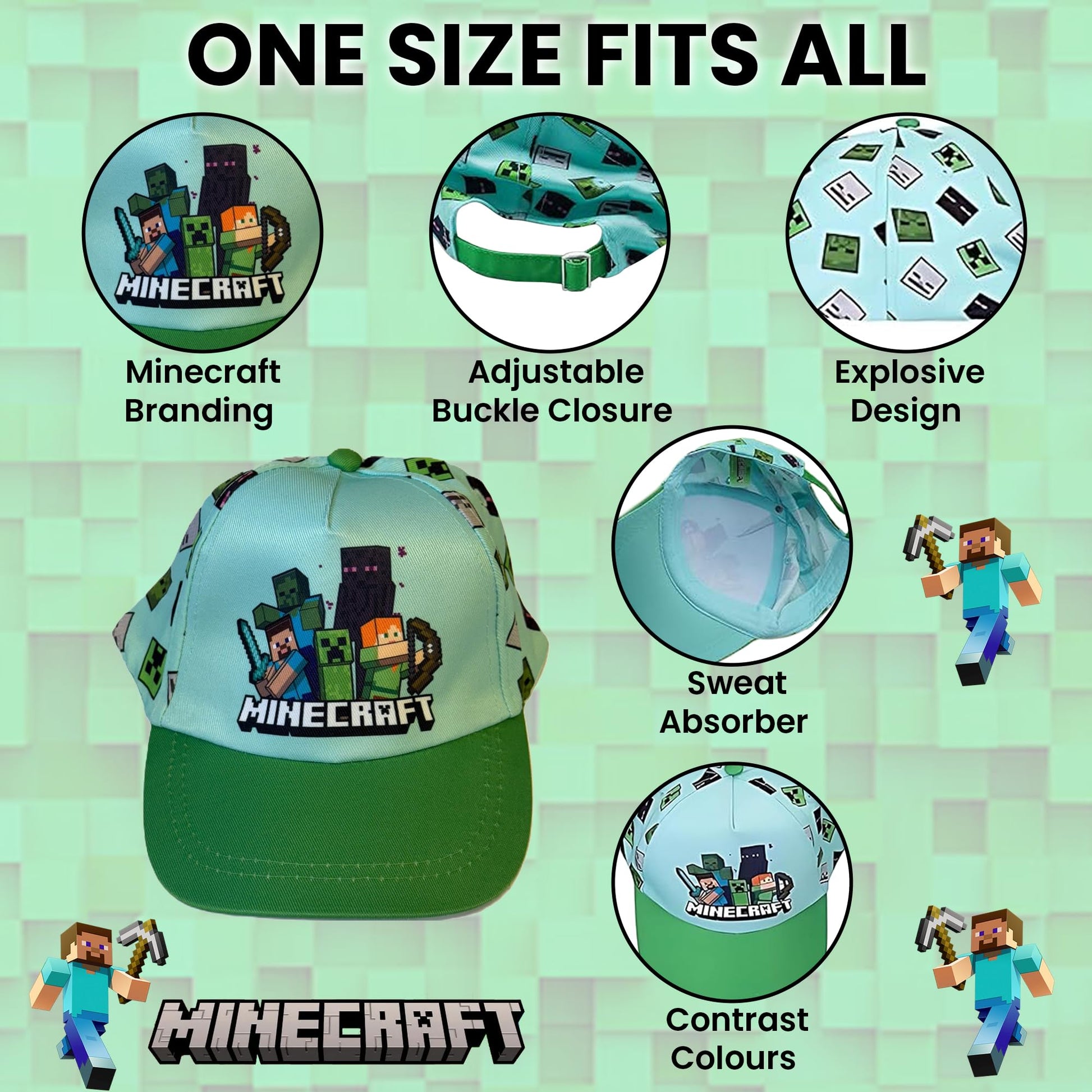 Minecraft Cap and Free Sunglasses Set - Light Blue and Green - Kids (image 3)