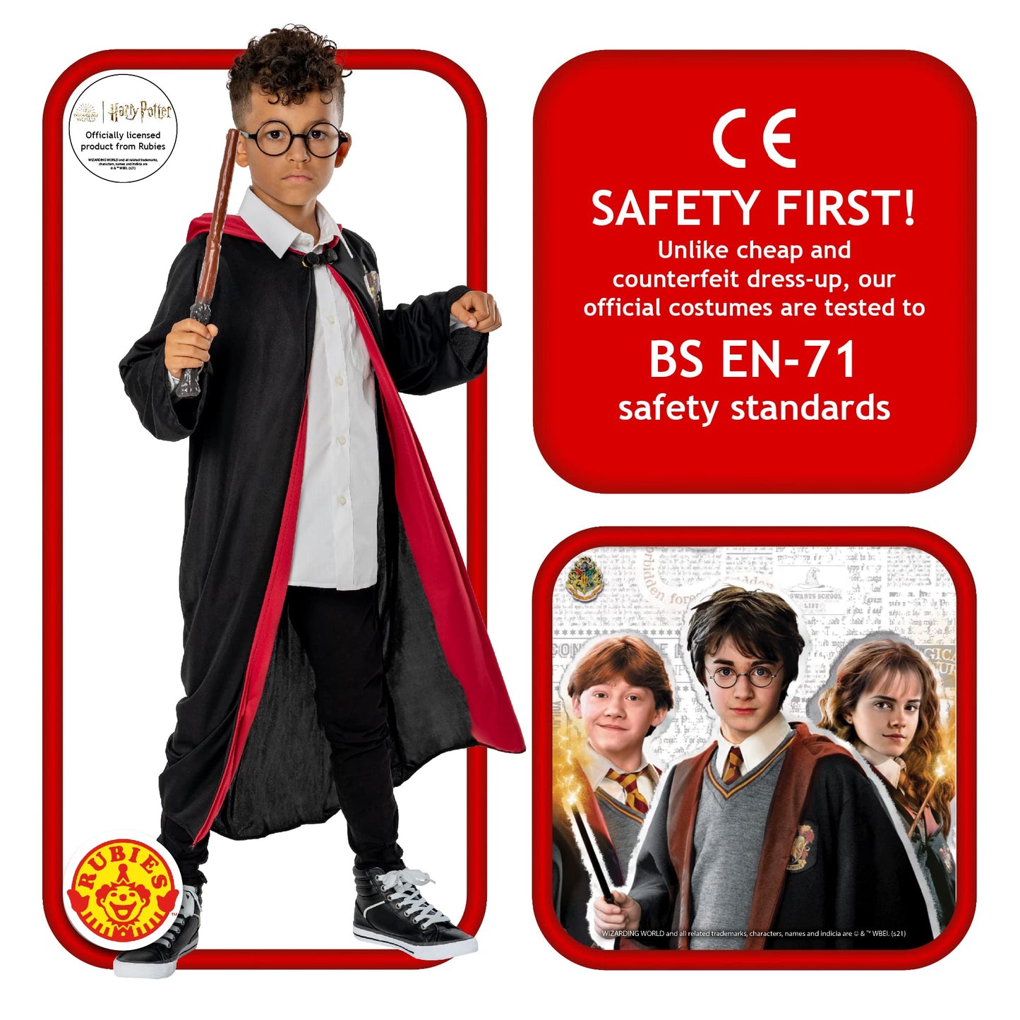 Rubie's Official Harry Potter Pack Gryffindor Robe, Wand and Glasses Child's Costume - One Size Halloween