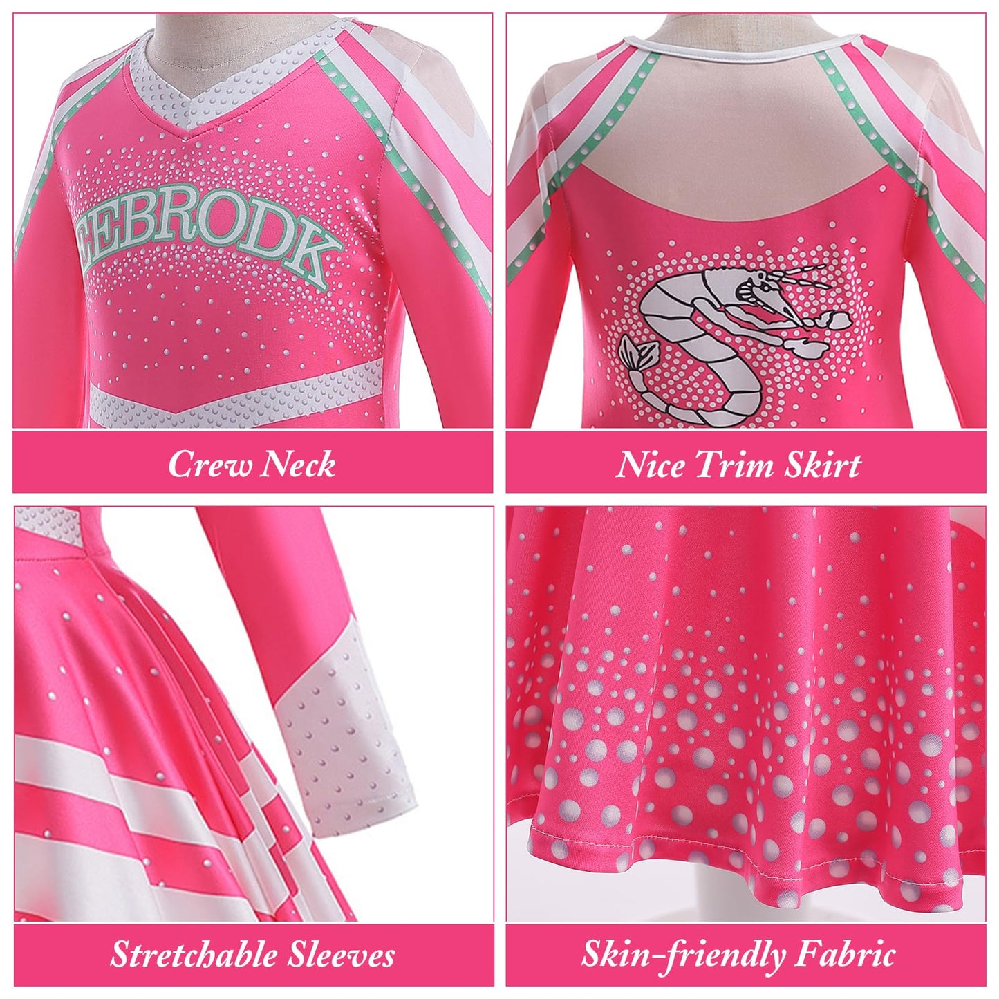 keaiyouhuo Cheerleader Costume for Kids Cheerleading Outfits Girls Movie Halloween Party Fancy Dress Up Uniform Outfit