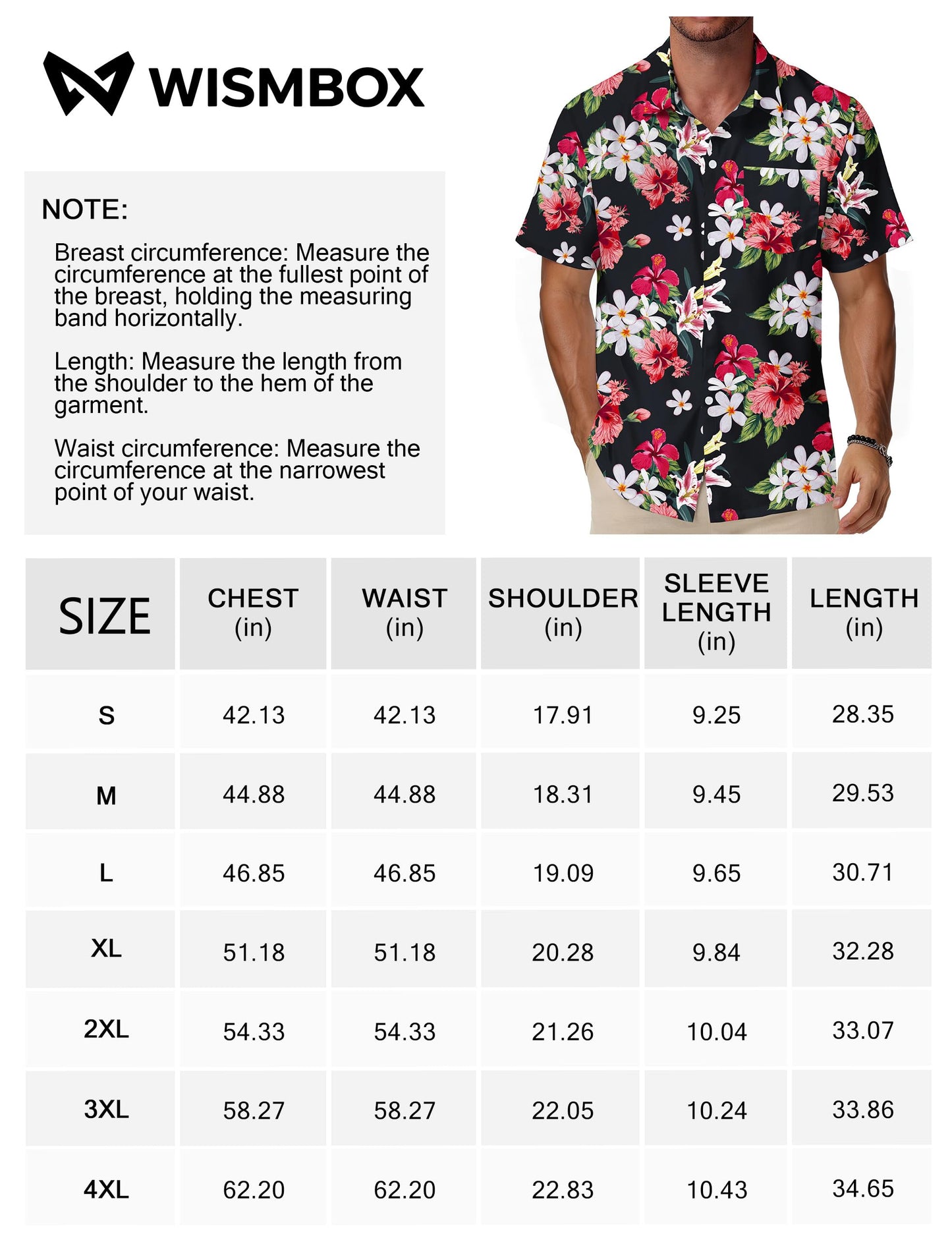 Men's Hawaiian Shirt Short Sleeve with Pocket - Black Tropical