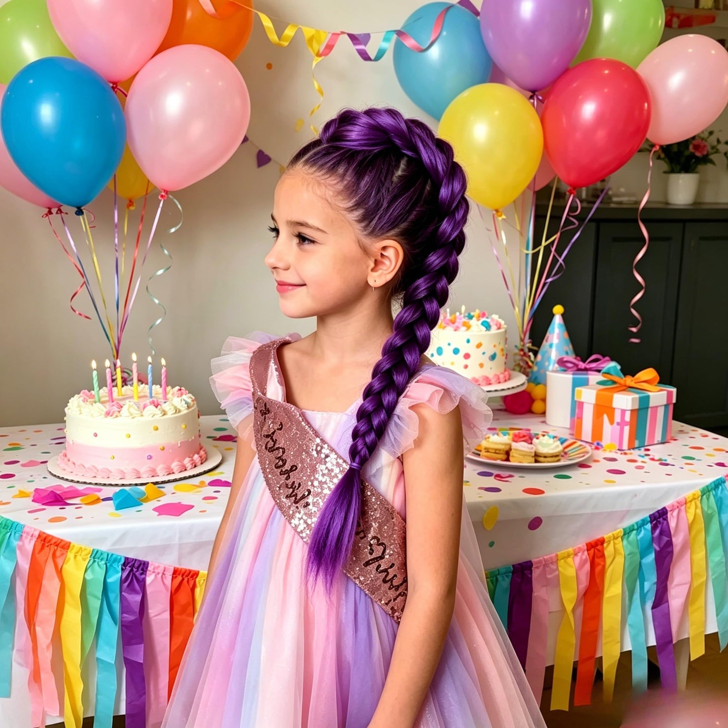 Rumi Purple Braid Hair Extensions - Clip in Hair Extension for Kpop