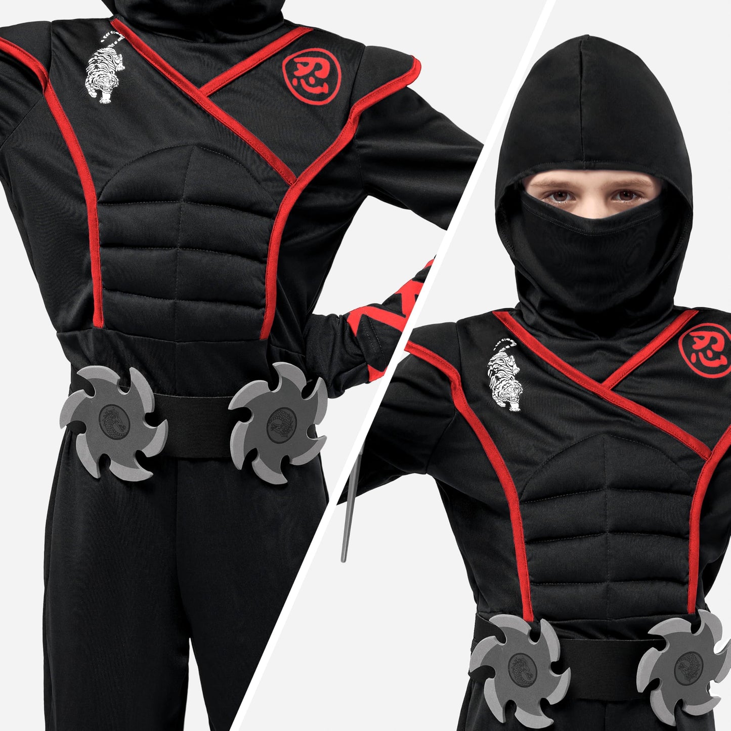 Spooktacular Creations Boys Ninja Deluxe Costume for Kids, Halloween Ninja Cosplay Costume for Boys and Girls
