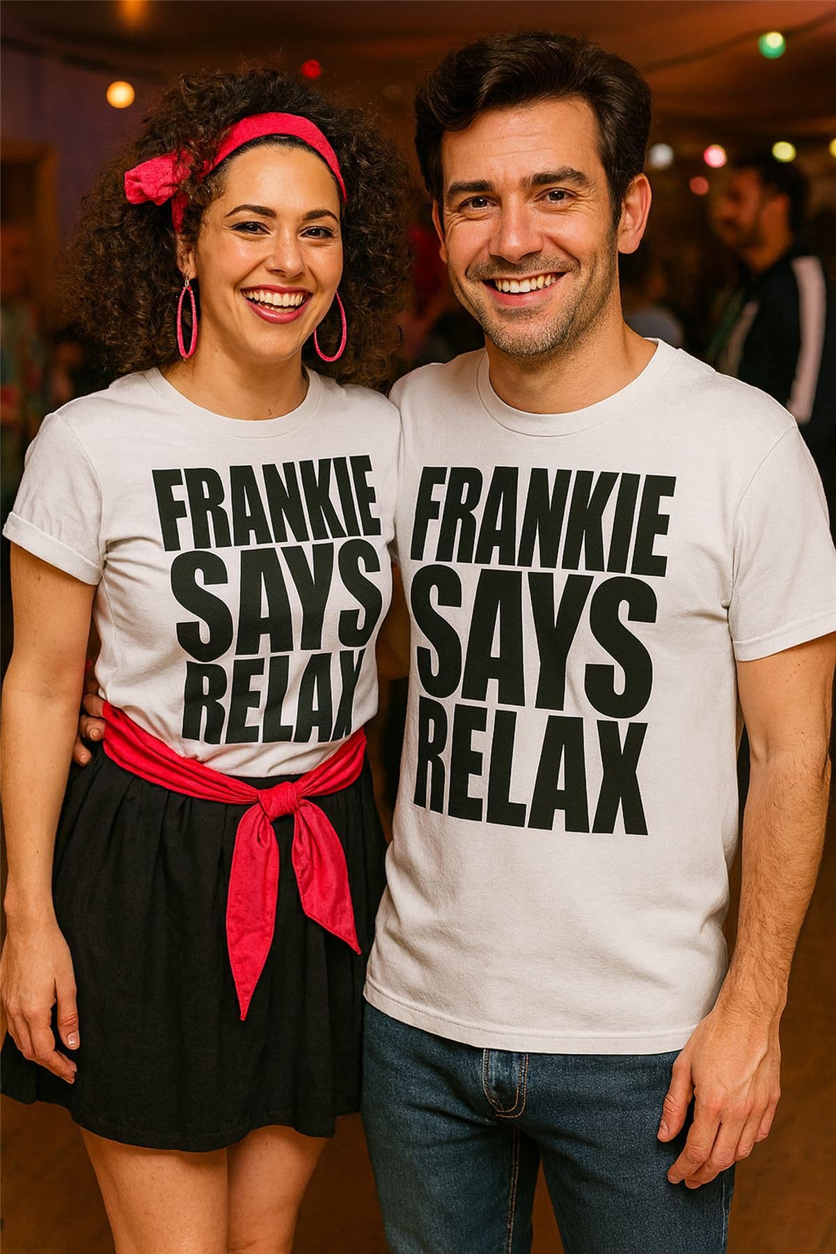 Frankie Says Relax T Shirt - 80s Fancy Dress Tee for Men and Women - 100% Cotton, Vibrant Digital Print 80s T Shirt (Large, White)