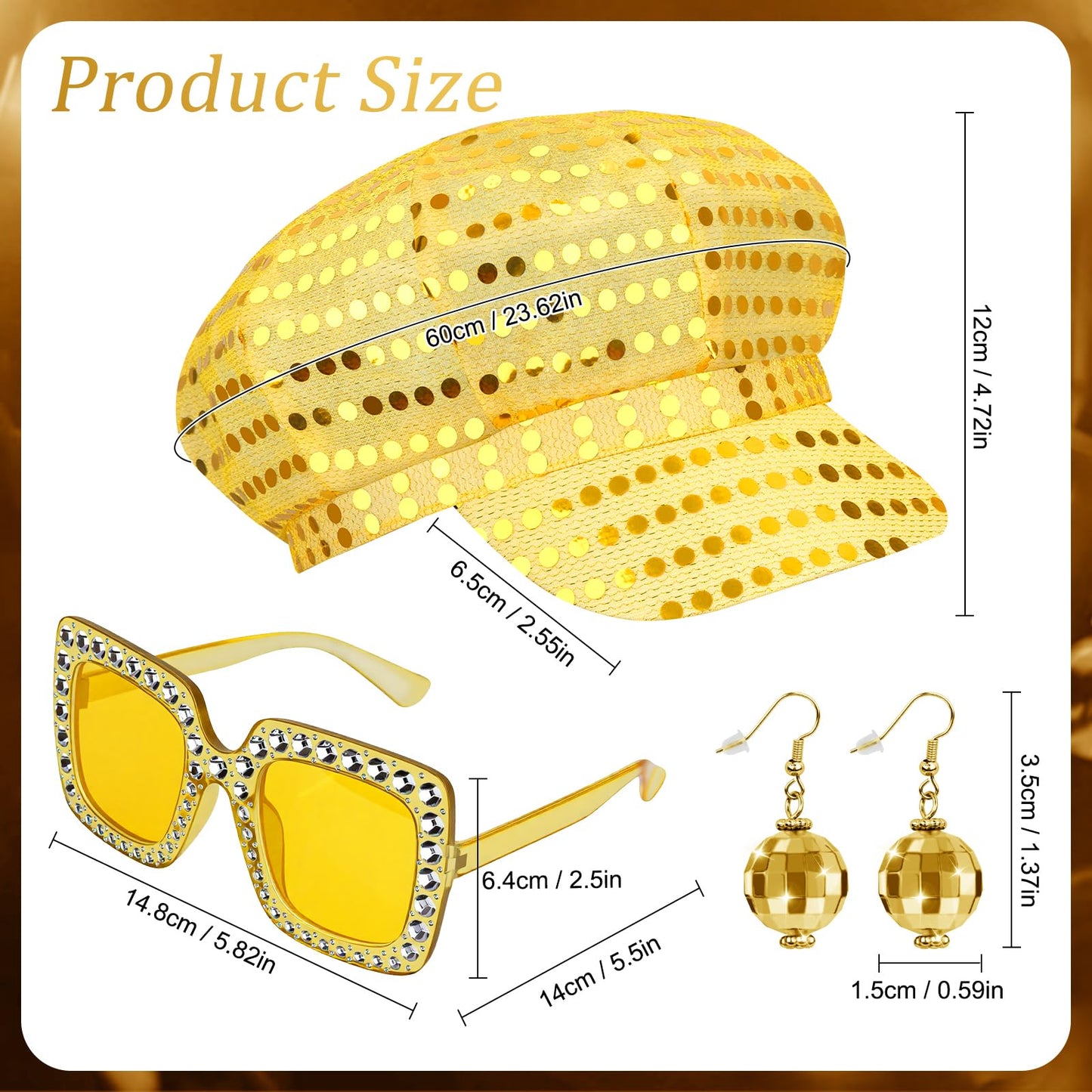 Gold Sequin Hat Cap for ABBA Accessories Women 70s Disco (image 2)