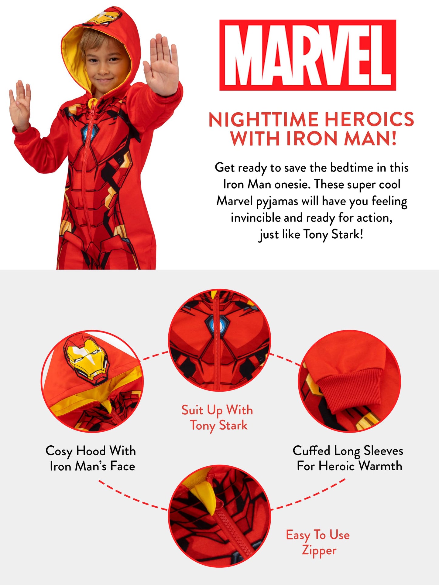 Marvel Iron Man Onesie | Boys 8-9 Years Red