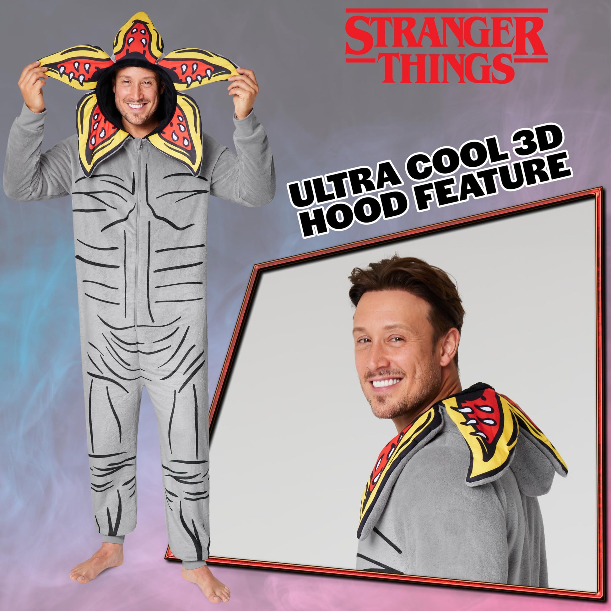 Fleece Onesie for Adults Teens Hooded Zip Up Lounge Wear S-2xl (image 3)
