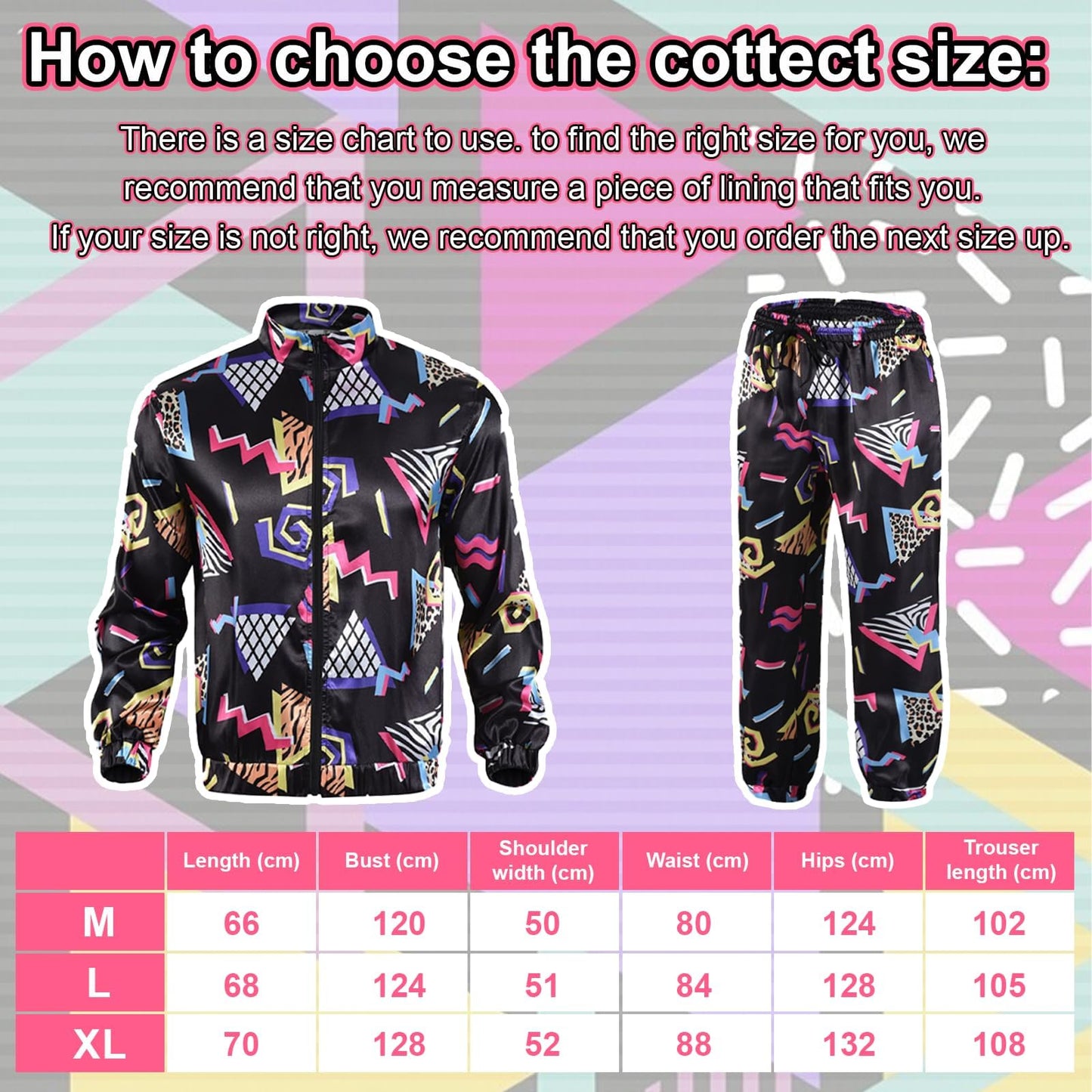 80s 90s Fancy Dress Men with Accessories, Retro 80s 90s Hip Hop Outfit for Adults, 80s Fancy Dress Set with 1 Sportswear Shirt Pant Hat Necklace Balloon Glasses, for 80s Party Carnival Rave (L)