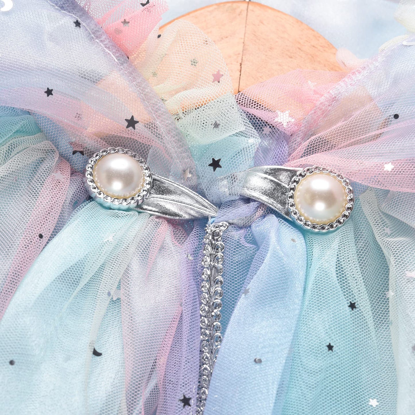 XEPST Princess Hooded Cape Colorful Cloak, Fancy Dress Accessories Sparkling Sequins Cape Princess Dress Up for Girl’s Halloween Costume Birthday Party Cosplay