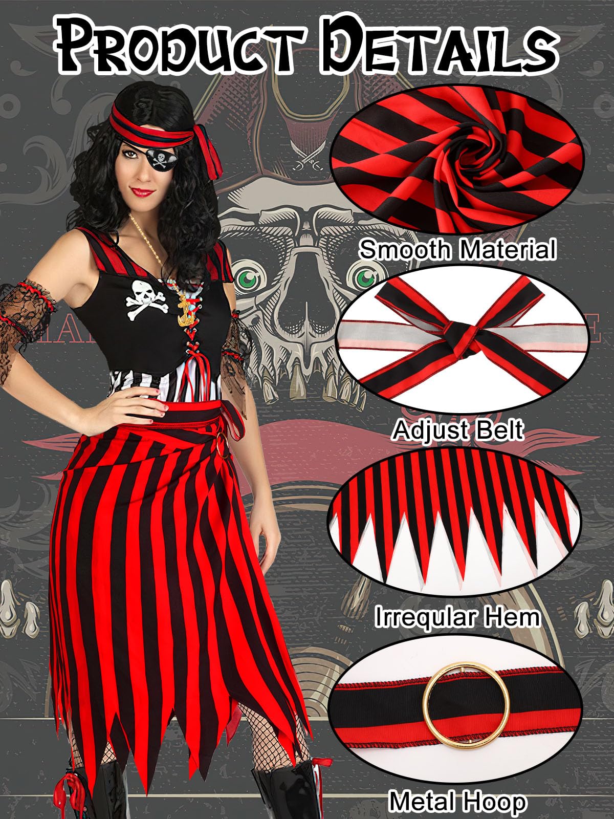 Pirate Costume Pirate Skirt Costume Women Pirat Open Design Skirt