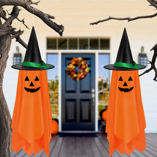 2-pack of Halloween hanging pumpkin decorations with waterproof oxford cloth