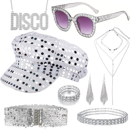 70s Disco Accessories - 70s Fancy Dress Costumes with Sequins Hat