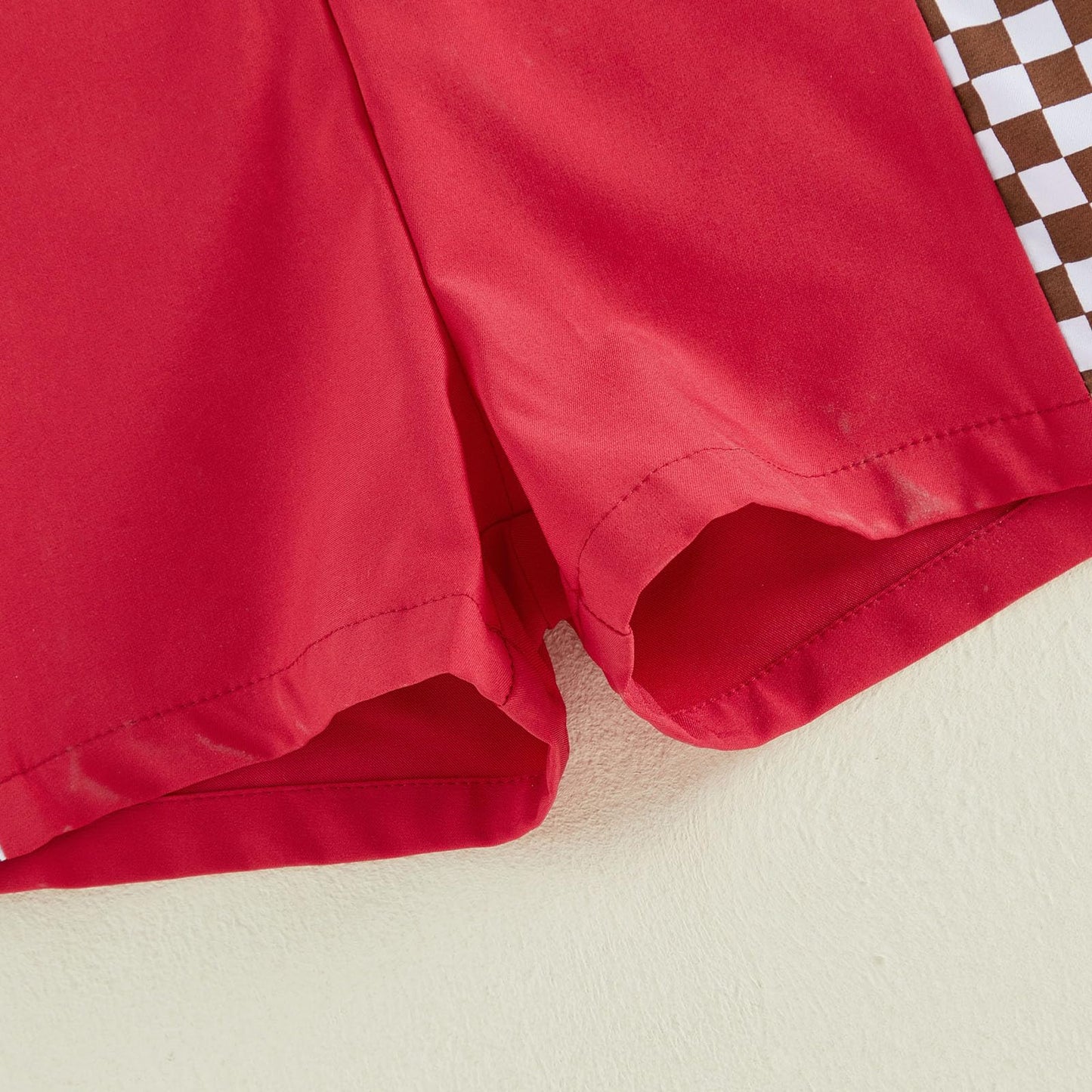 JCOPLY Infant Baby Boy Race Car Driver Romper Newborn Photo Outfit Plaid Number Embroidery Short Sleeve Stand Collar Zip Up Jumpsuit Summer Clothes (Red, 9-12 Months)