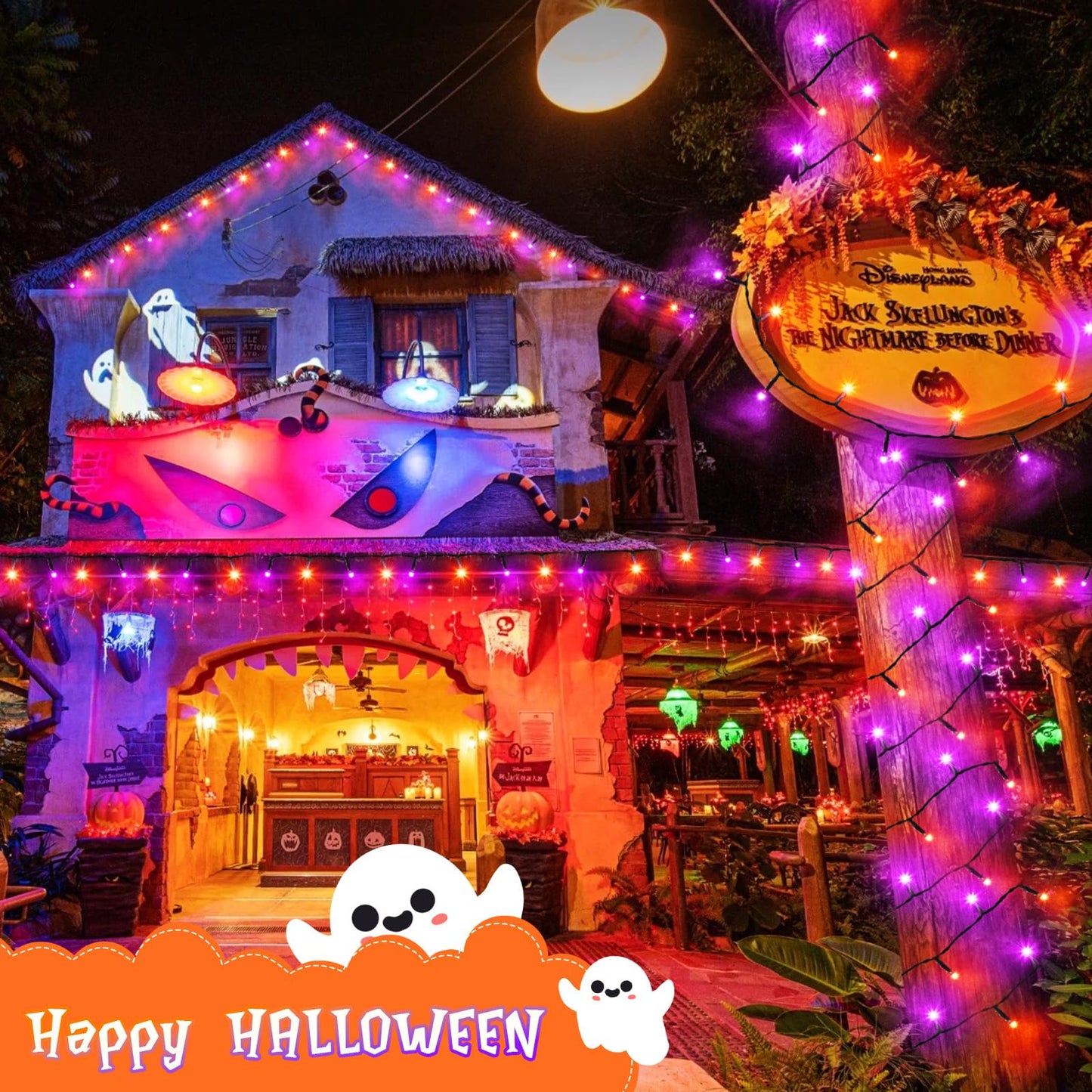Gcstnn Halloween Decorations Fairy Lights, 16.4FT 50LED Orange-Purple String Lights IP65 Waterproof Battery Operated with 6h Timer, for Halloween,Porch,Autumn,Window,Fall Decoration