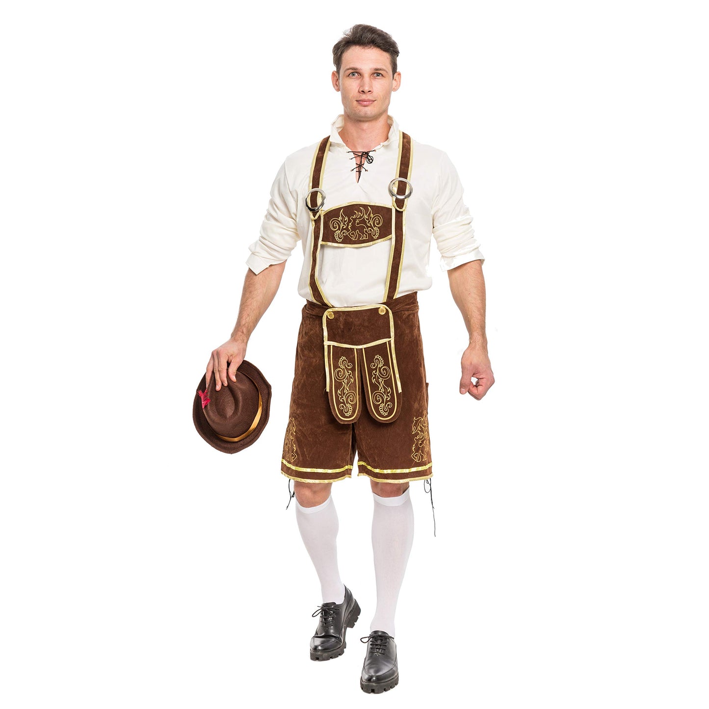Spooktacular Creations Men’s German Bavarian Oktoberfest Costume Set Lederhosen men for Halloween Dress Up Party and Beer Festival (Medium)