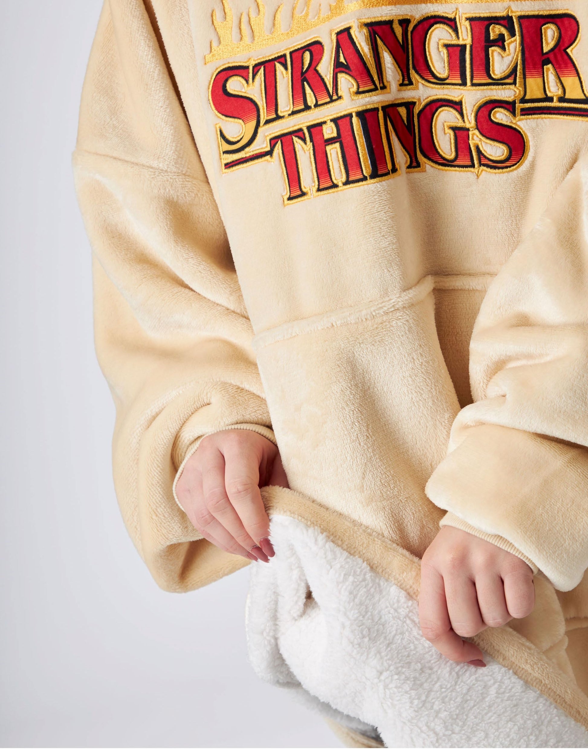Adults Wearable Blanket Hoodie - Men & Womens Oversized Cream (image 4)