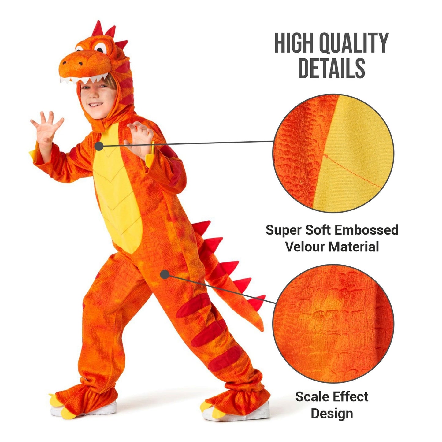 Morph Kids Dinosaur Costume, Orange Dinosaur Costumes Kids, Dragon Costumes Boys, World Book Day Costumes for Boys 4-6 Years