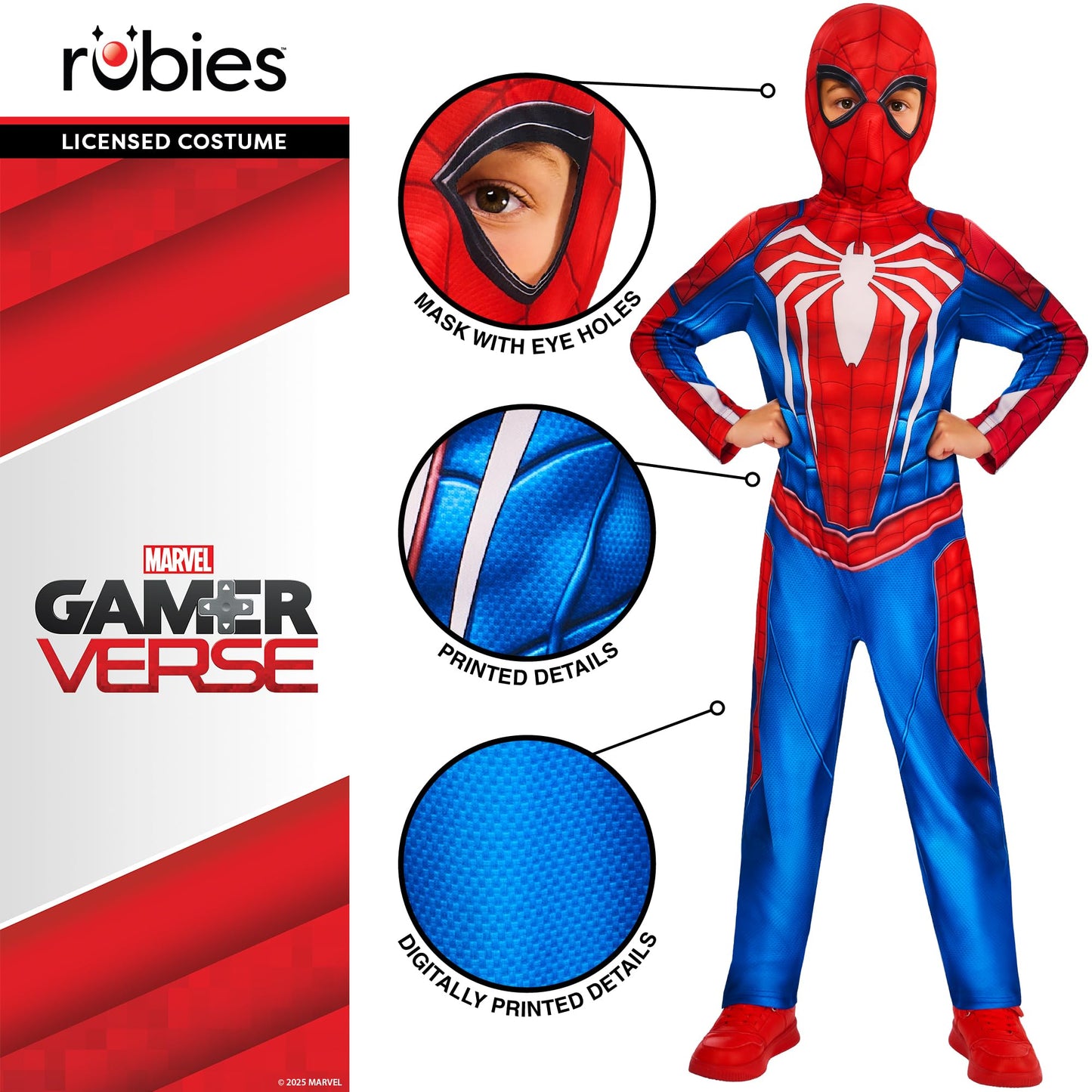 Rubies Official Disney Spiderman Gamerverse Child Costume, Kids Superhero Fancy Dress, Size Age 7-8 Years Halloween