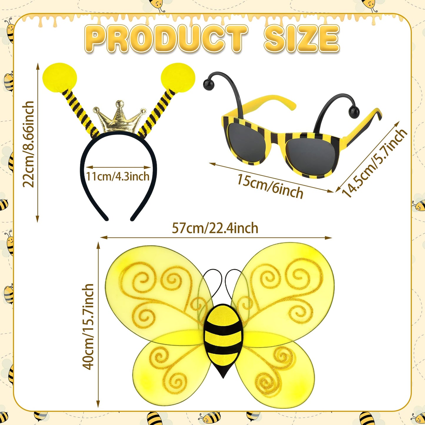 Bee Costume - Bumble Bee Costume with Bees Wings Antenna Headband (image 3)