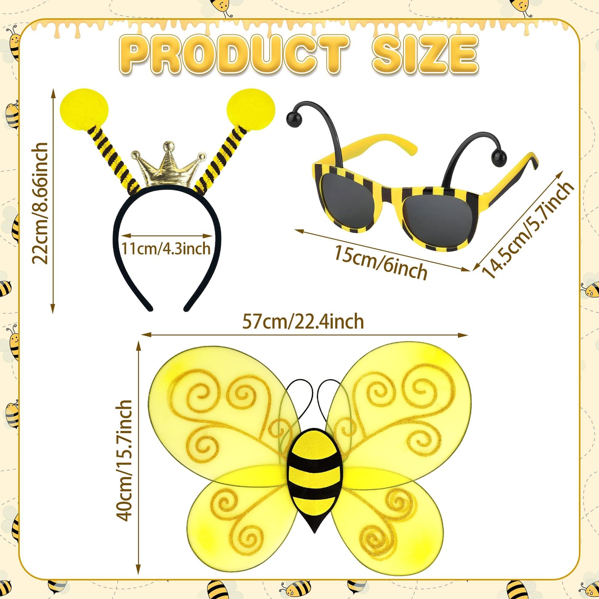Bee Costume - Bumble Bee Costume with Bees Wings Antenna Headband (image 3)