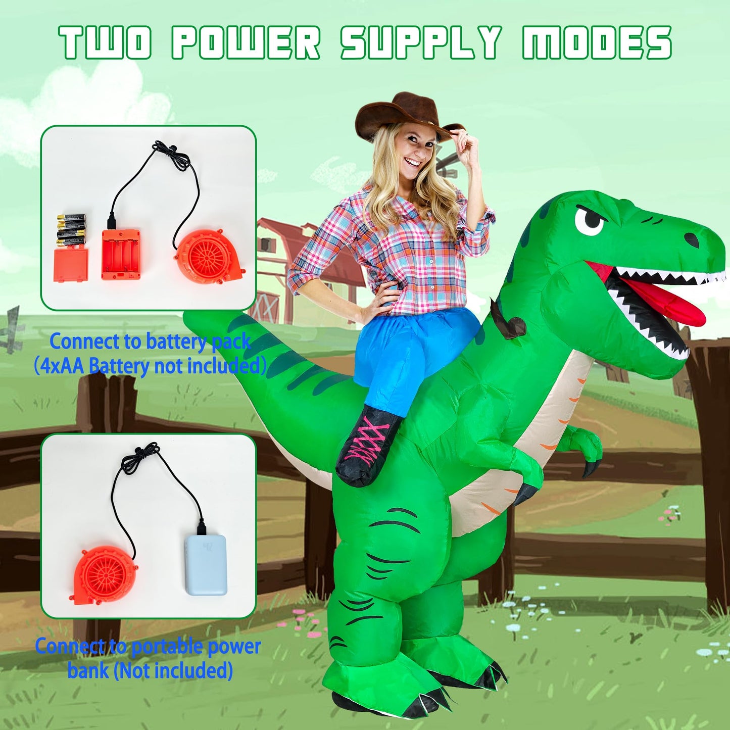 Goenb Inflatable Dinosaur Costume Adult, Blow Up Dinosaur Costume Funny Riding T Rex Costumes Adults for Easter Halloween Cosplay Party