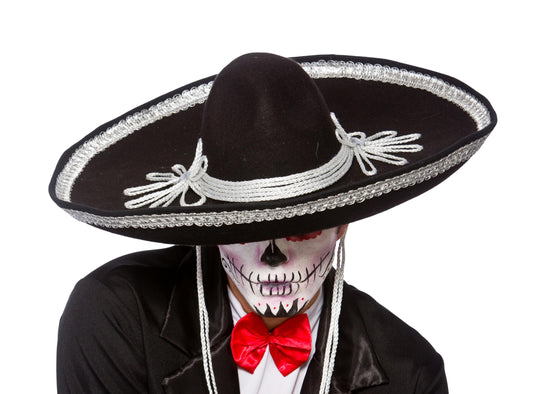 Wicked Costumes Adult Day of The Dead Black Mexican Sombrero Fancy Dress Hat