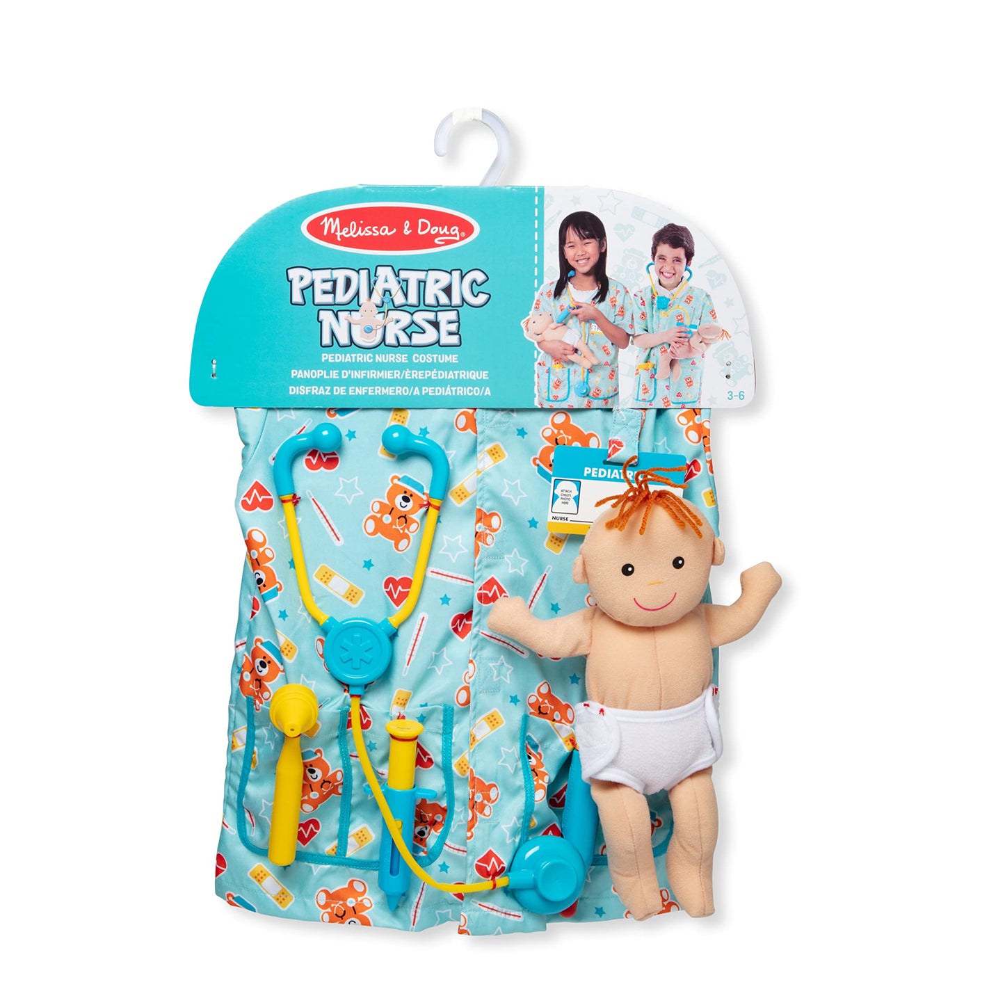 Melissa & Doug Pediatric Nurse Costume Role Play Toy | Fancy Dress for Toddlers | Dressing Up Clothes for Girls/Boys | Pretend Play Gifts for Kids Age 3-6