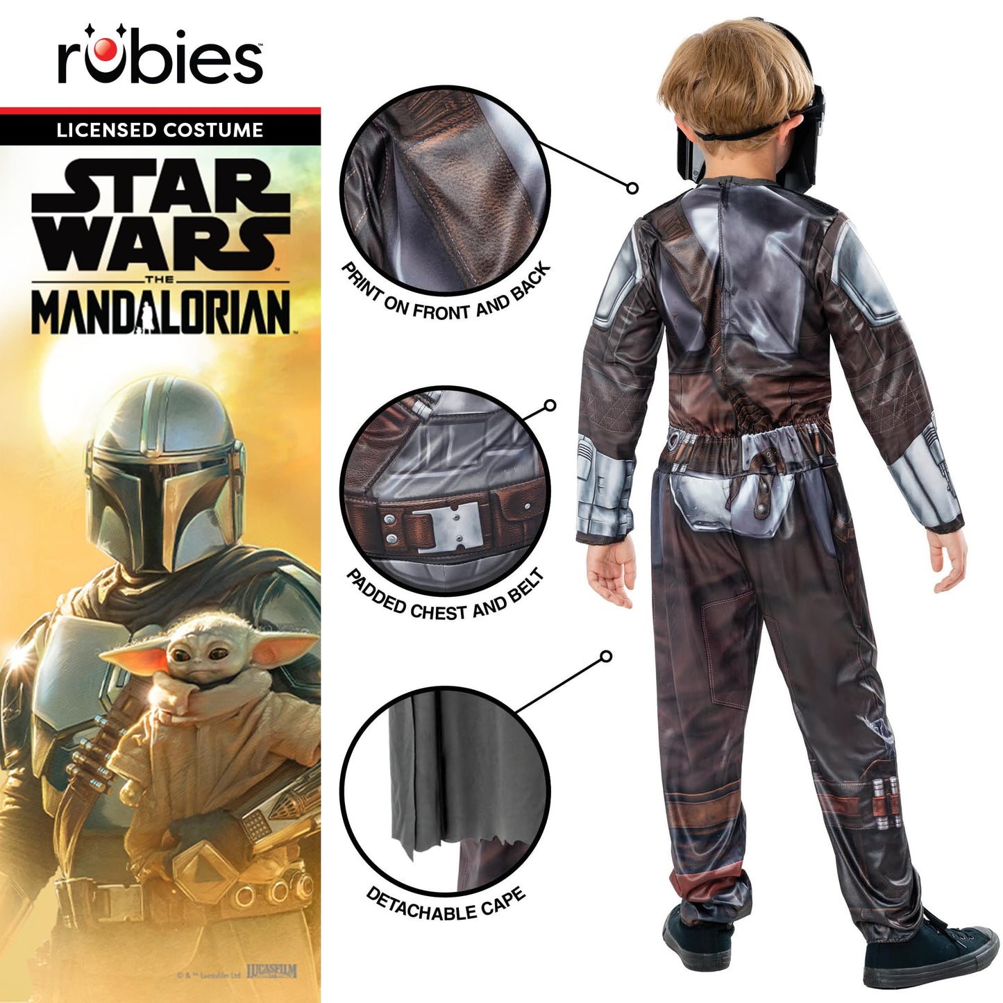 Rubies Official Disney Star Wars The Mandalorian Kids Costume, Kids Costume, Age 8-10 Years