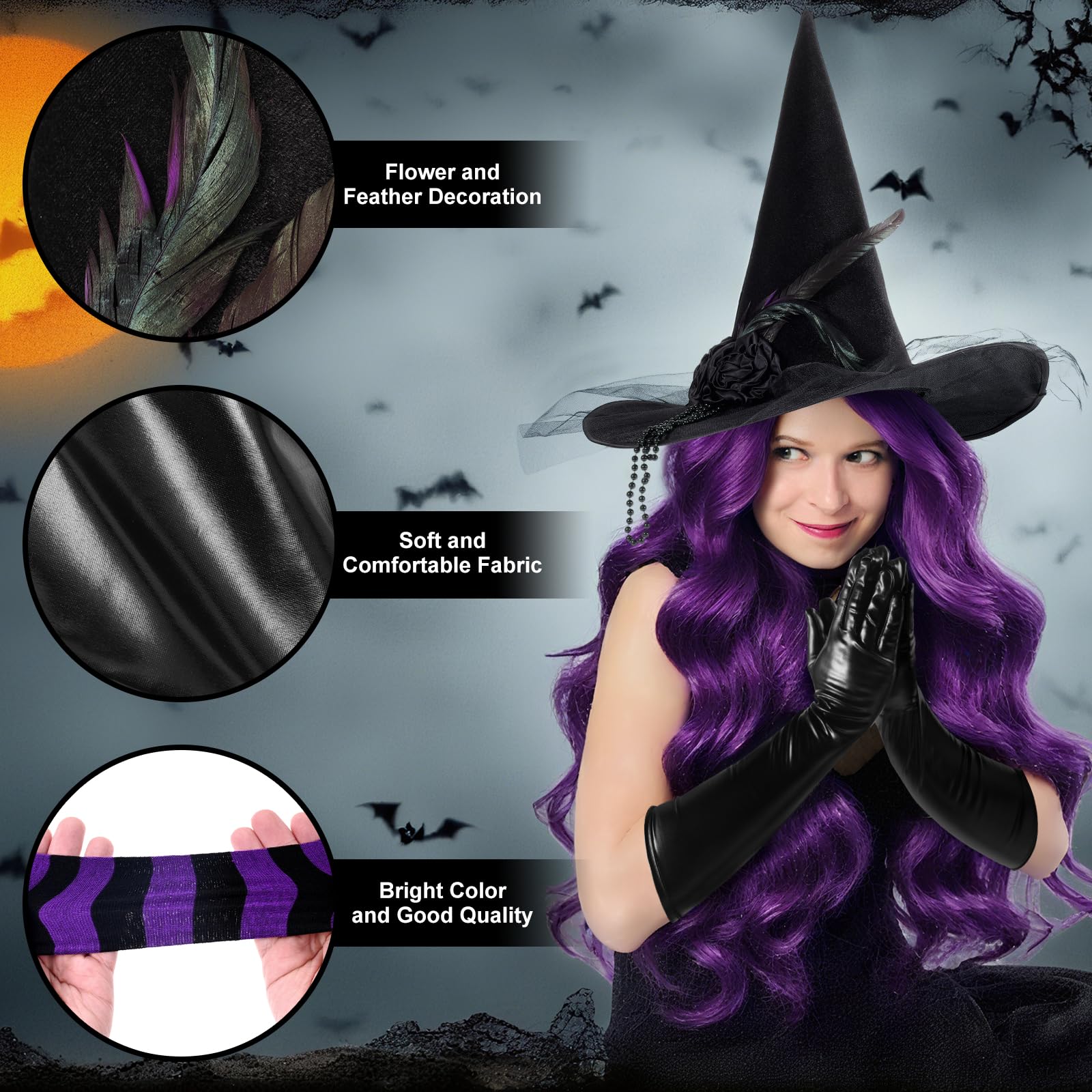 Witch Costume Accessories Set for Adult Women - 5-Piece Kit (image 3)