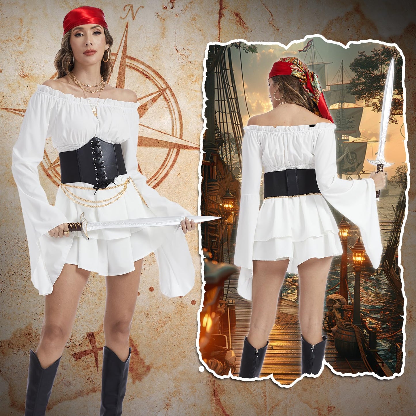 Pirate Costume Adult Women - Pirate Accessories Women Dress Outfit (image 6)