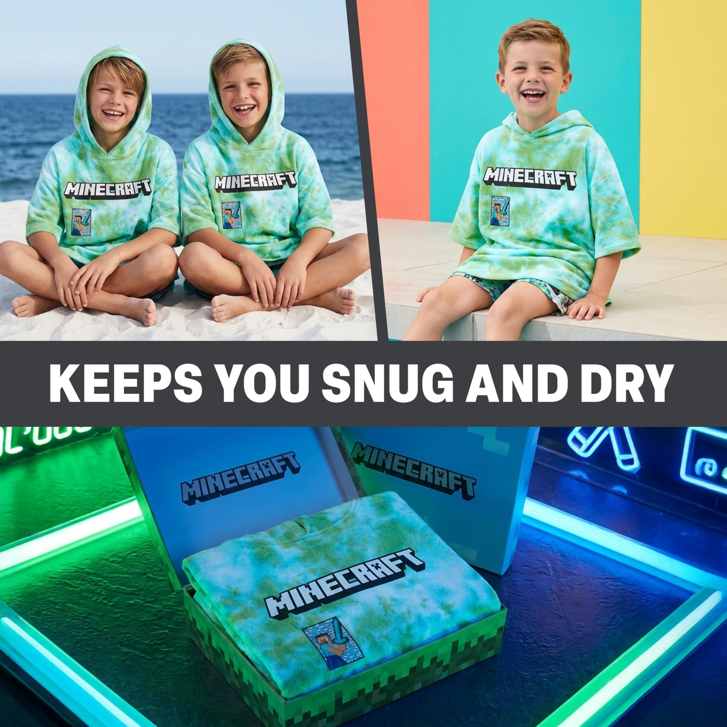 Bath Towel with Hood for Kids and Teenagers Changing Robe Absorbent