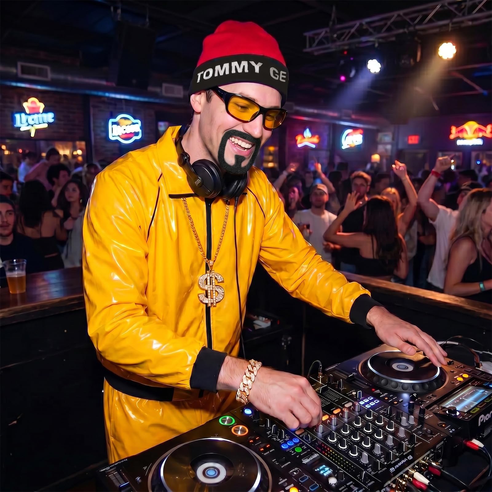 Ali G Costume Adult 90s Rapper Costume Yellow Shell Suit with Hat (image 5)