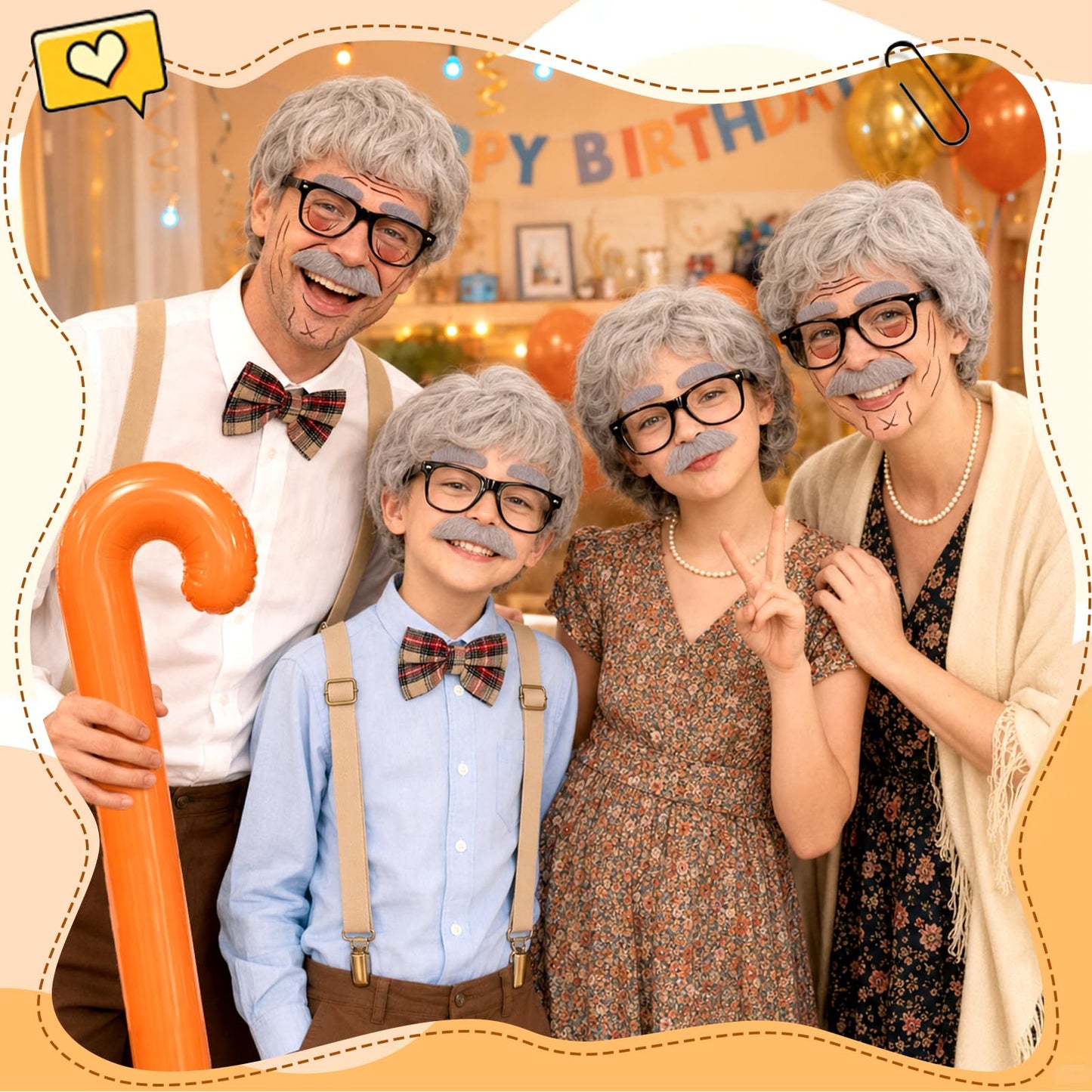 GLGHMH 9PCS Old Man Costume Set Grandad Fancy Dress Disguise for Adults Halloween Cosplay