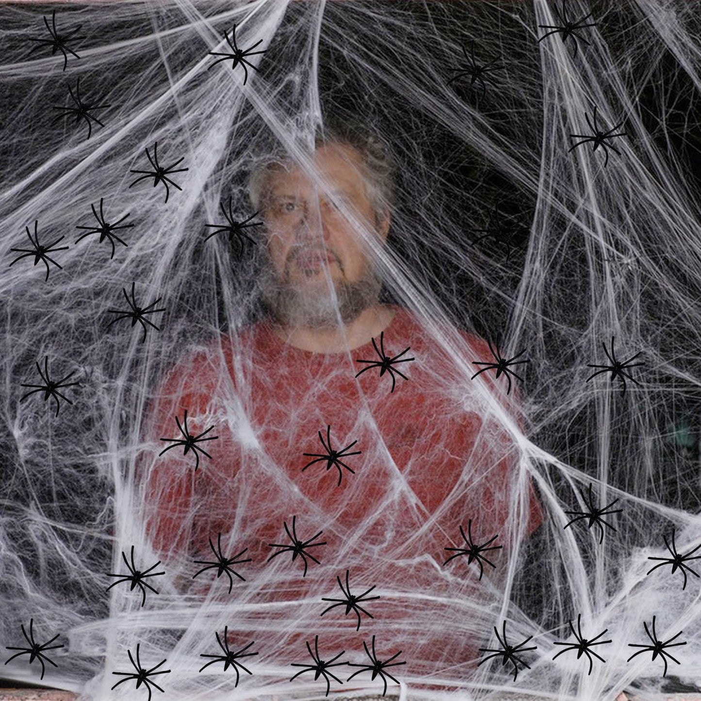 60g Halloween Spider Web Decorations, with 30pcs Fake Spiders, Stretchable Cobwebs for Halloween Decorations