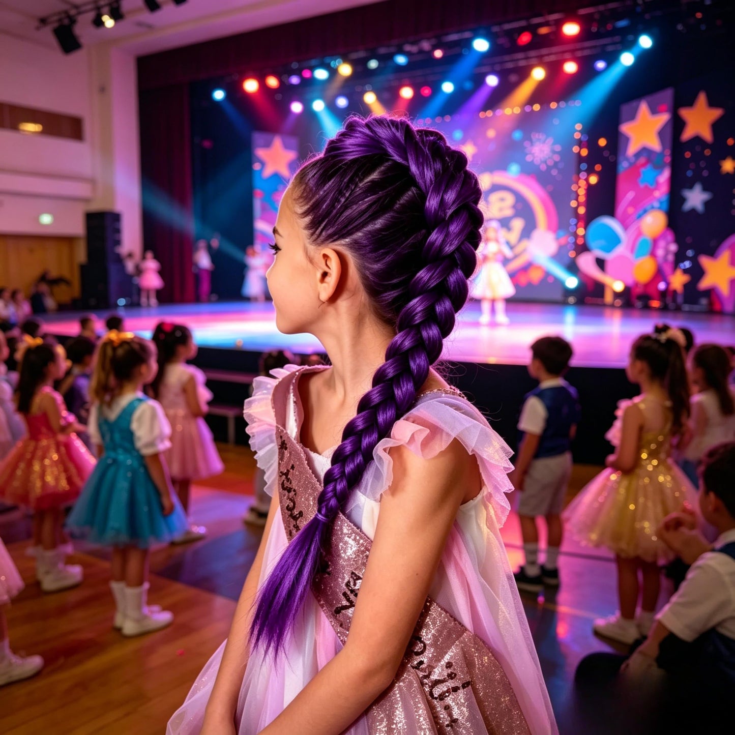 Rumi Purple Braid Hair Extensions - Clip in Hair Extension for Kpop
