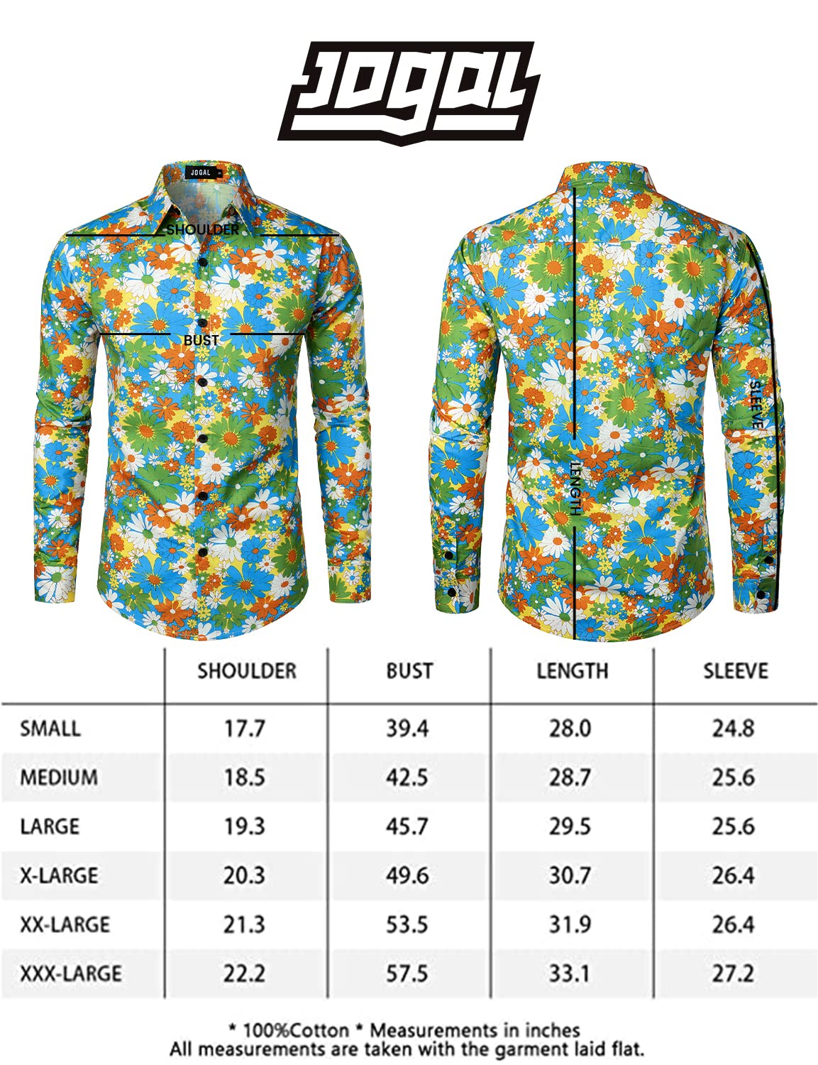 JOGAL Mens Regular fit Floral Dress Shirt Long Sleeve Printed Casual Button Down Shirts Yellow Daisy X-Large
