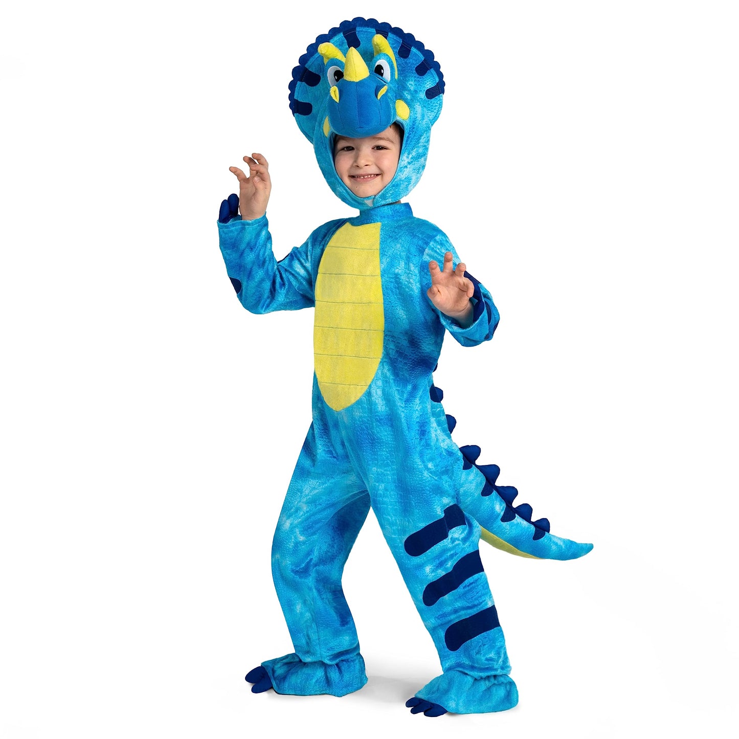 Spooktacular Creations Green Triceratops Dinosaur Costume For Kids Dress Up Party,Halloween Trick-or-Treating and Dinosaur Themed Party (Toddler (3-4 yrs))