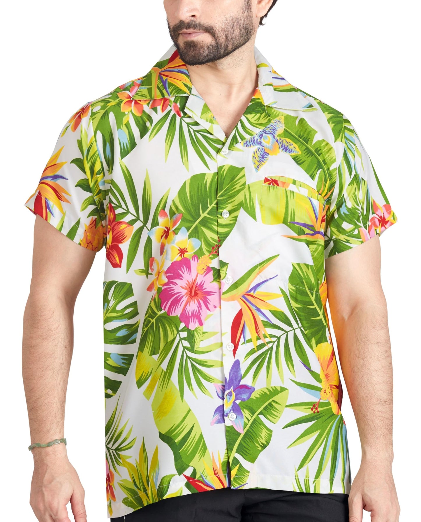 Men's Regular Fit Classic Short Sleeve Casual Floral Hawaiian Shirt