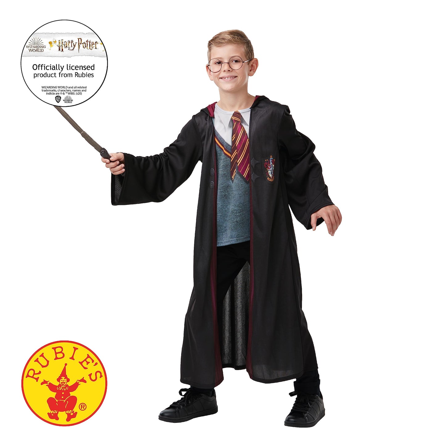 Rubies Official Harry Potter Gryffindor Deluxe Robe Costume, Includes Wand and Glasses, Childs Size Large Age 7-8 Years Halloween