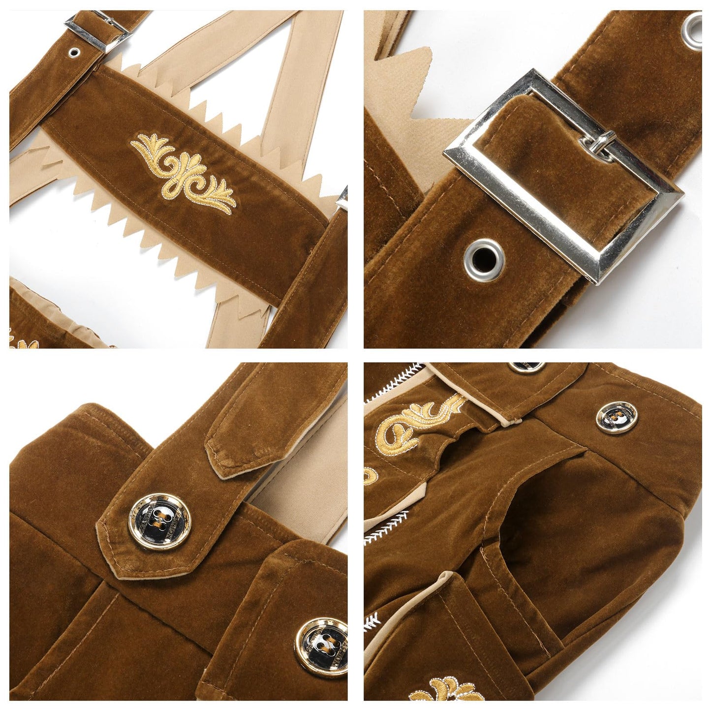 Joyesplay Lederhosen Men Oktoberfest Costume,Bavarian Outfit with Lederhosen Shorts＆Socks for Festivals Celebrations Adult Mens (Brown, XL)