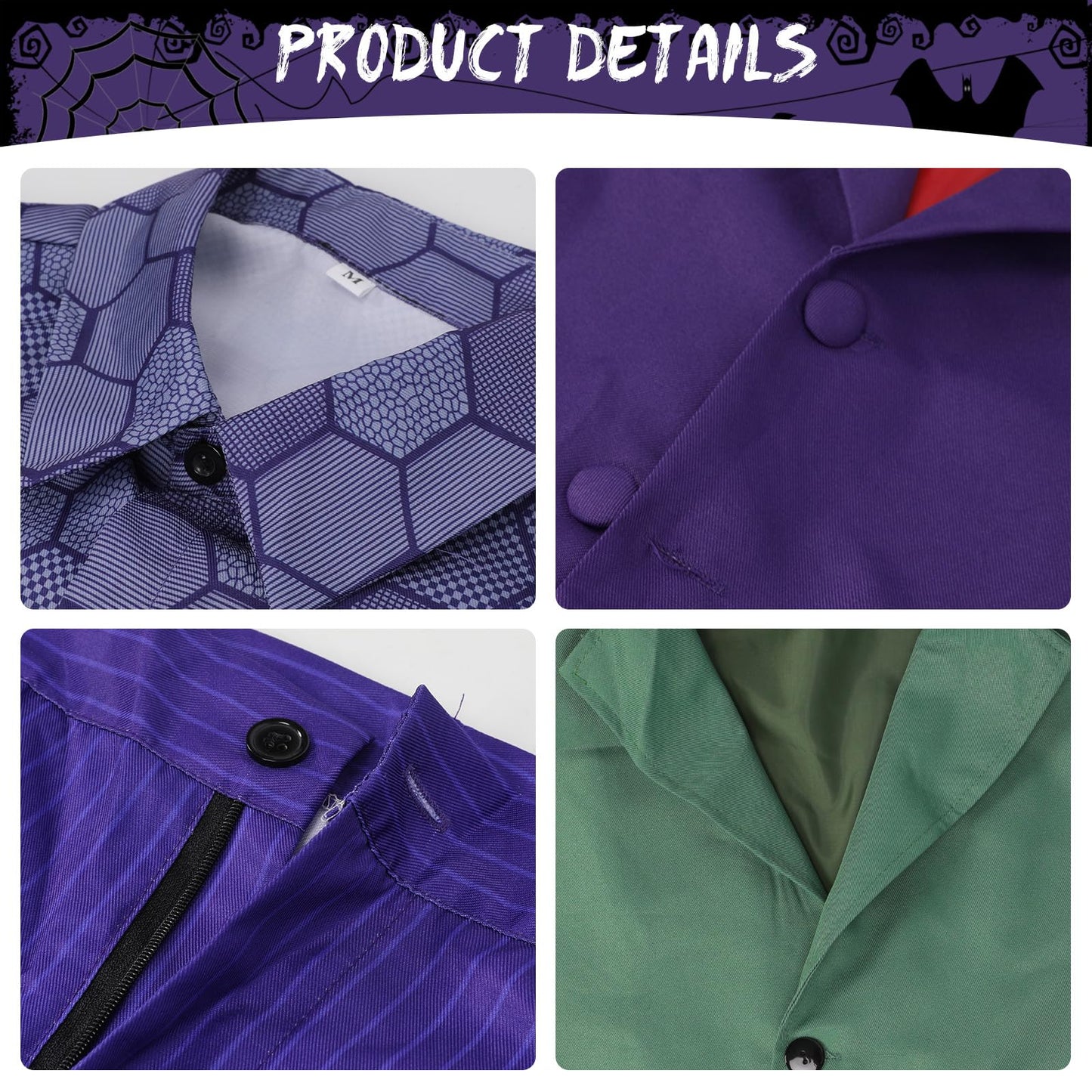 Adult Men Joker Clown Costume Purple Cosplay Outfits Coat Shirt