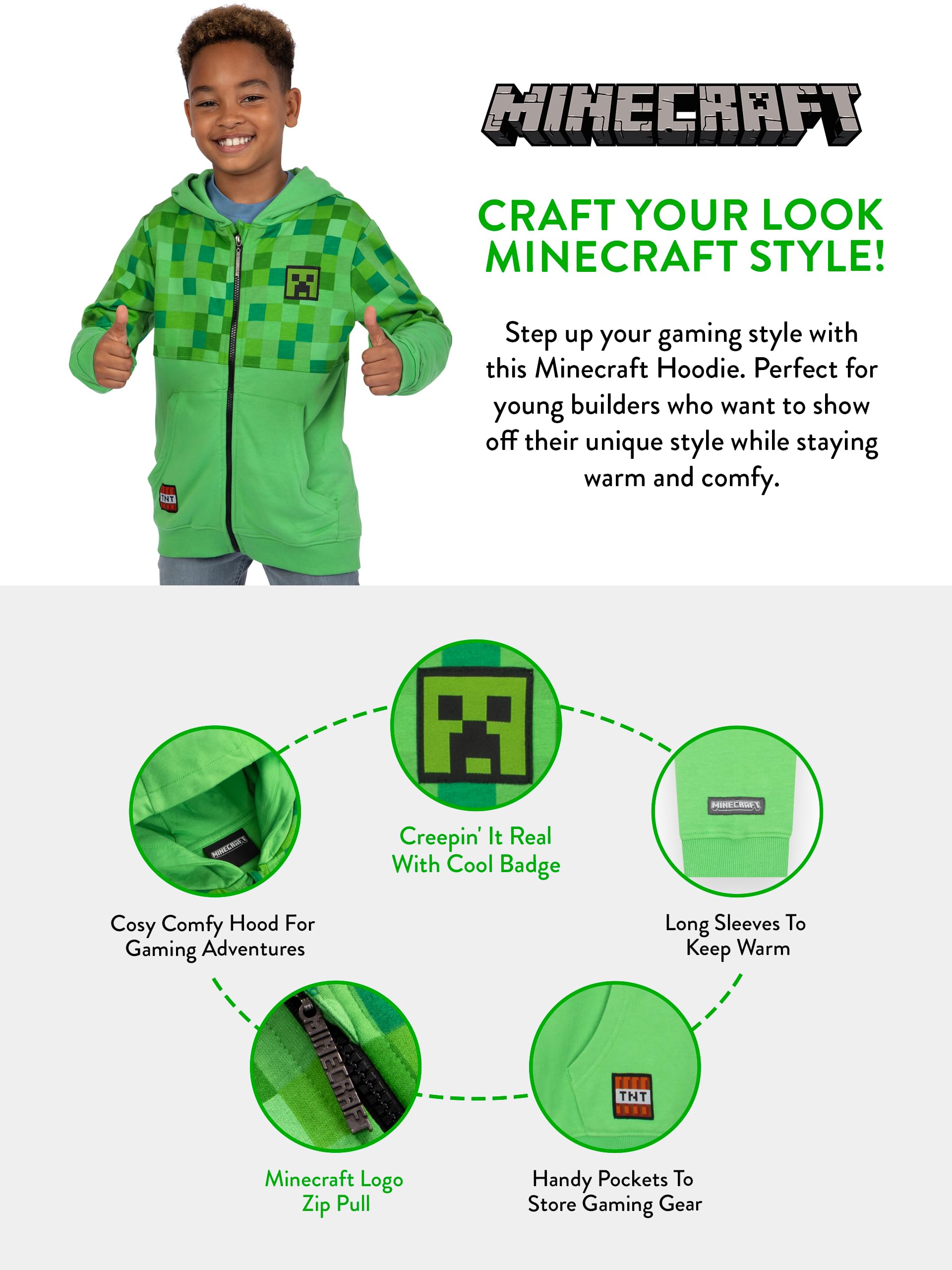 Hoodie - Gaming Hoodie - Boys Zip Up Hoodie - Boys' Hoodies - Green (image 7)