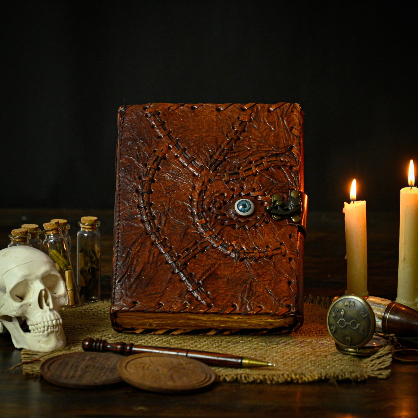 Hocus Pocus Book Of Spells, Spell Books With Real Spells, Prop Halloween Decorations Decor, Book Of Shadows Spell Book, Witchy Gifts For Women Spellbook Writing & Sketchbook (8x6 Hocus Pocus 2, Brown)
