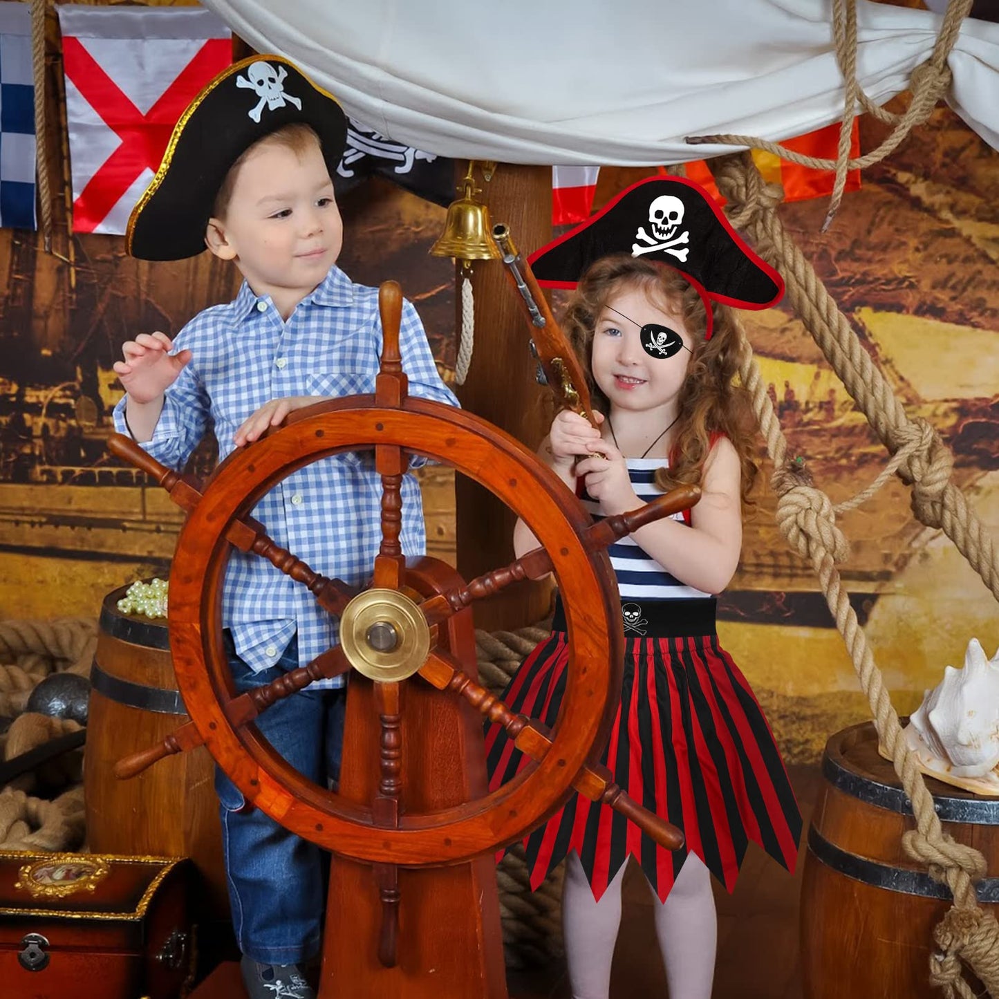 Wonsta Caribbean Pirate Costume Girls Fancy Dress Girls Role Play Dress Up Party Pirate Themed Birthday Party Halloween Costume