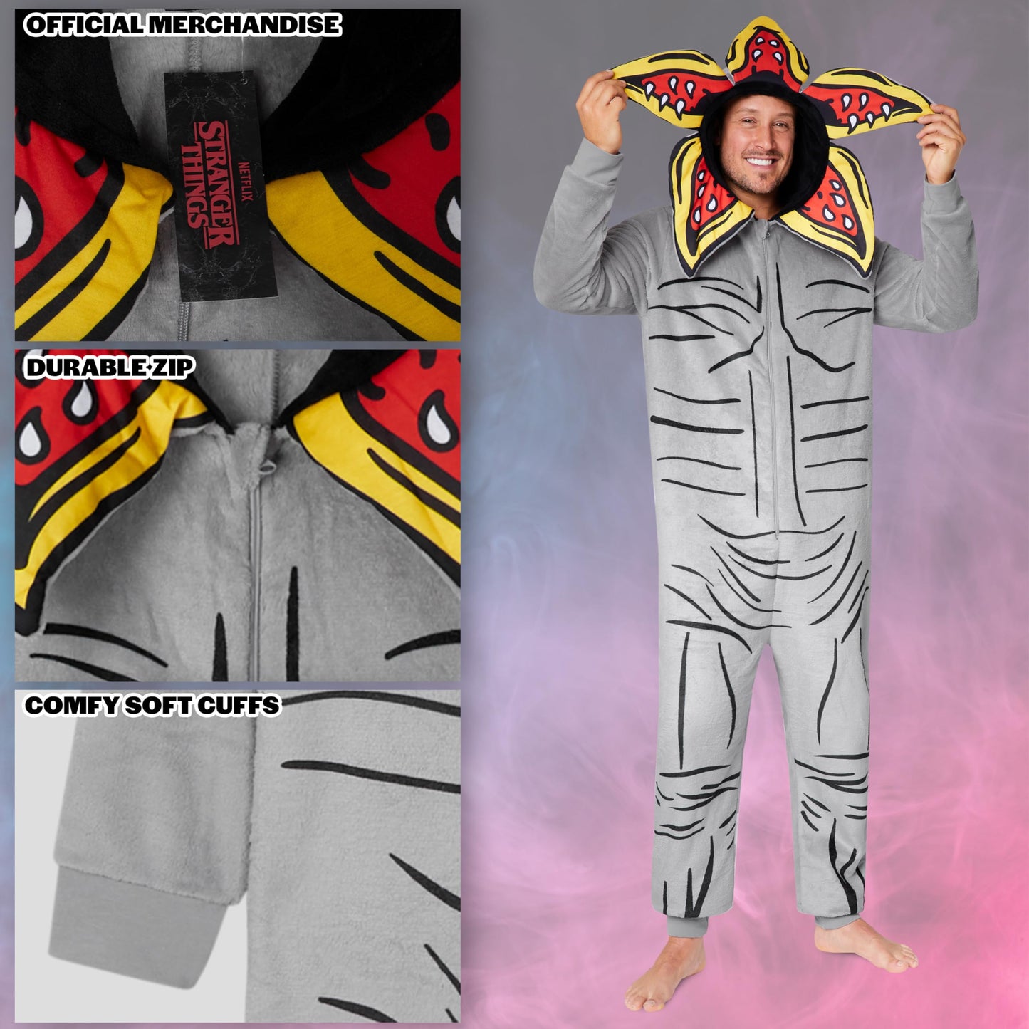 Fleece Onesie for Adults Teens Hooded Zip Up Lounge Wear S-2xl (image 5)